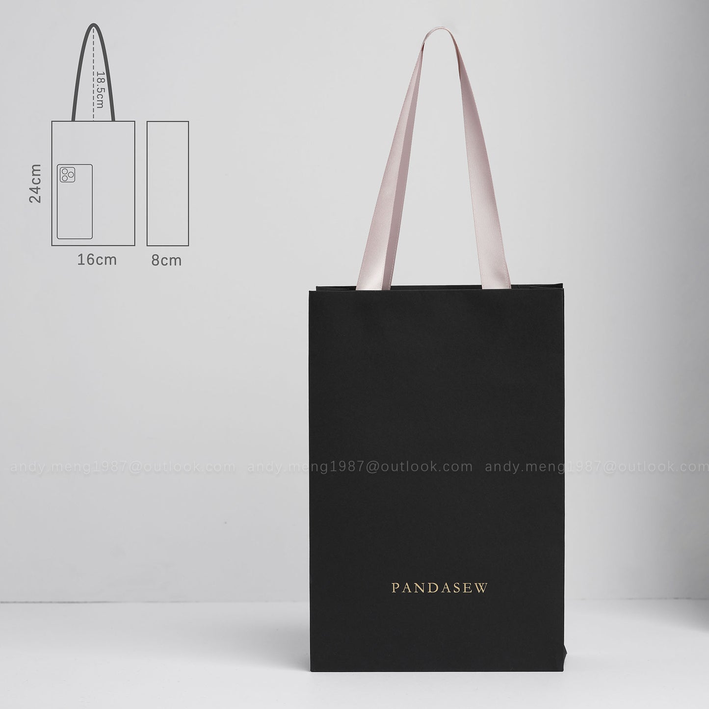 wholesale package bag, black jewelry bag print gold logo