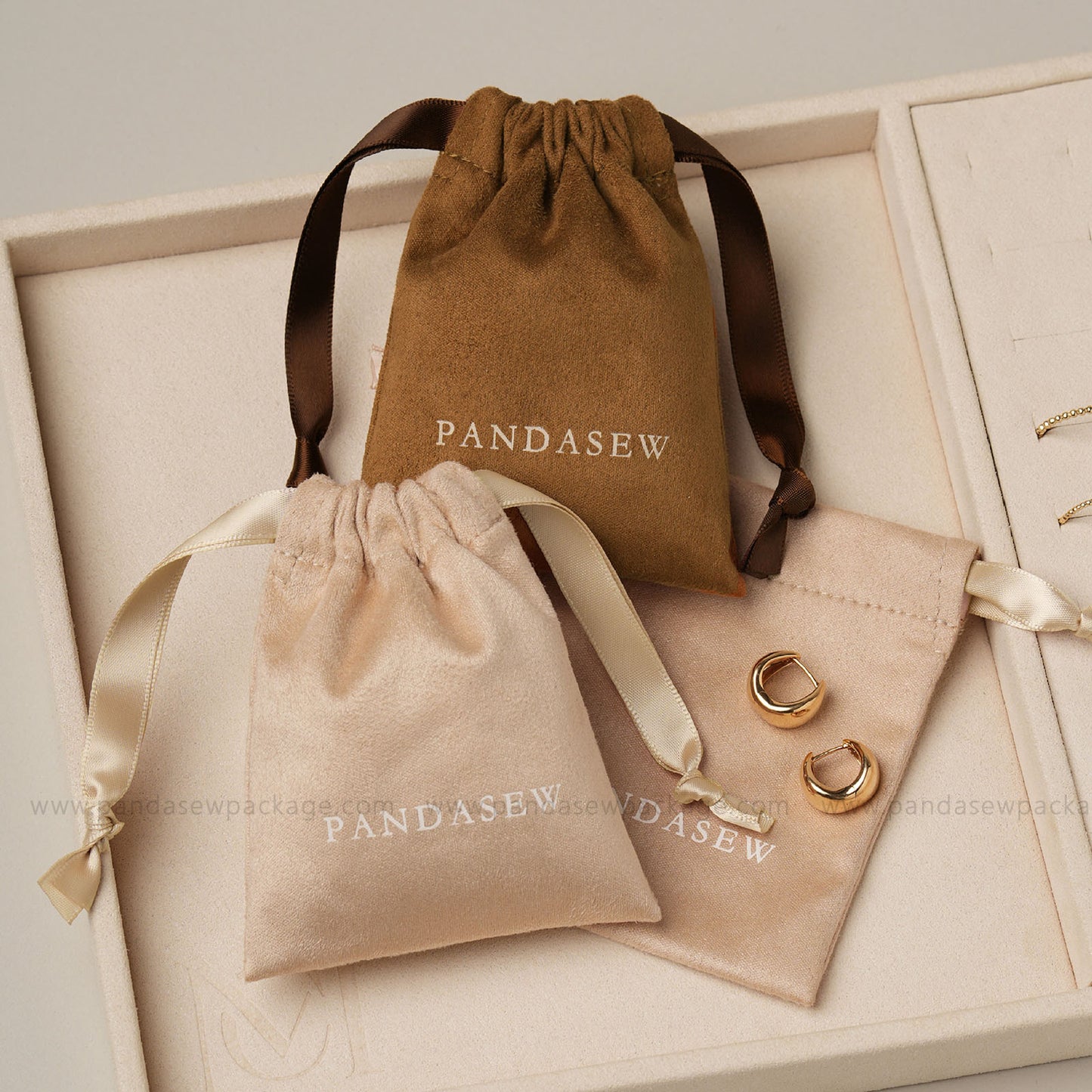 nude and brown dust bag custom logo and size