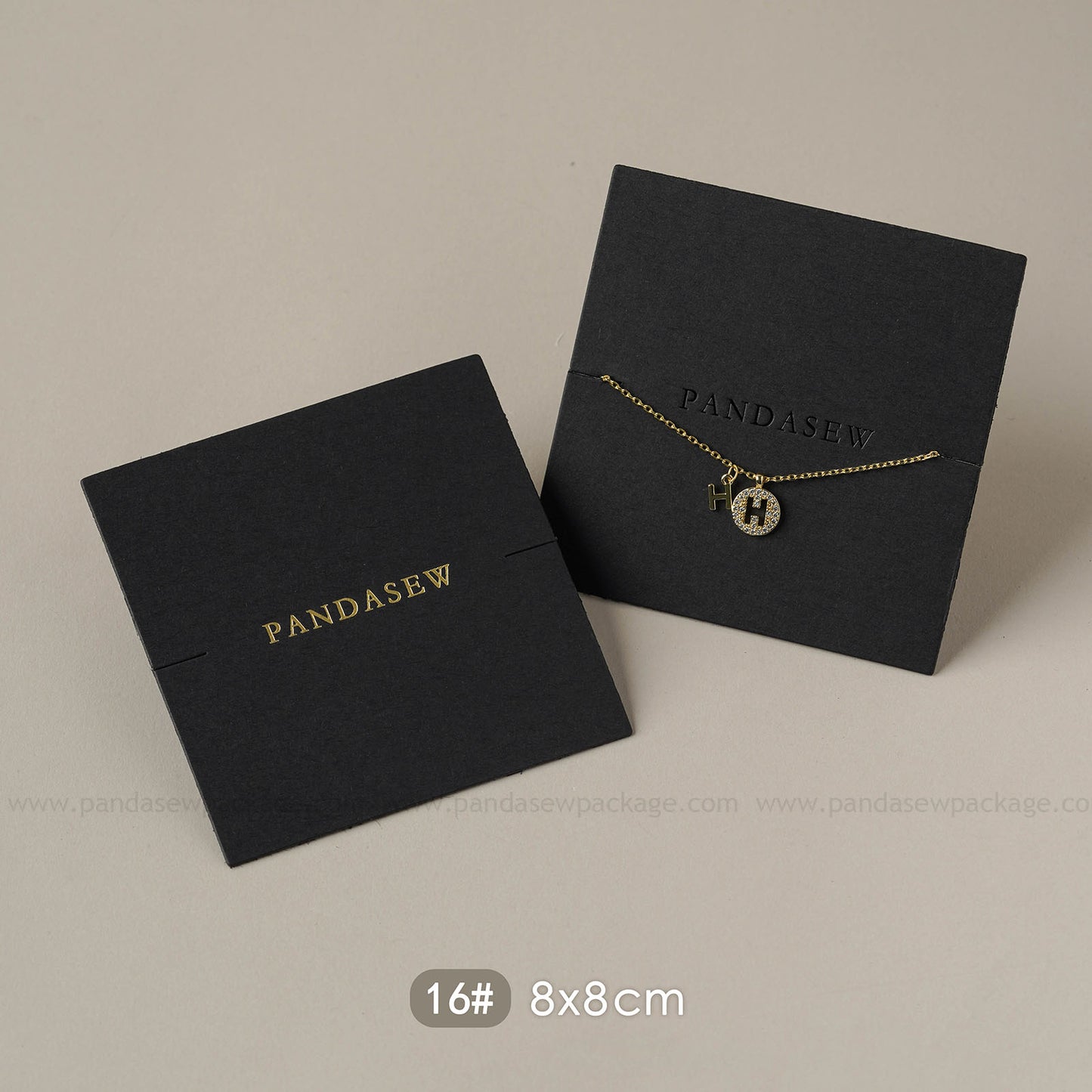 Chic bracelet and necklace cards deboss gold logo