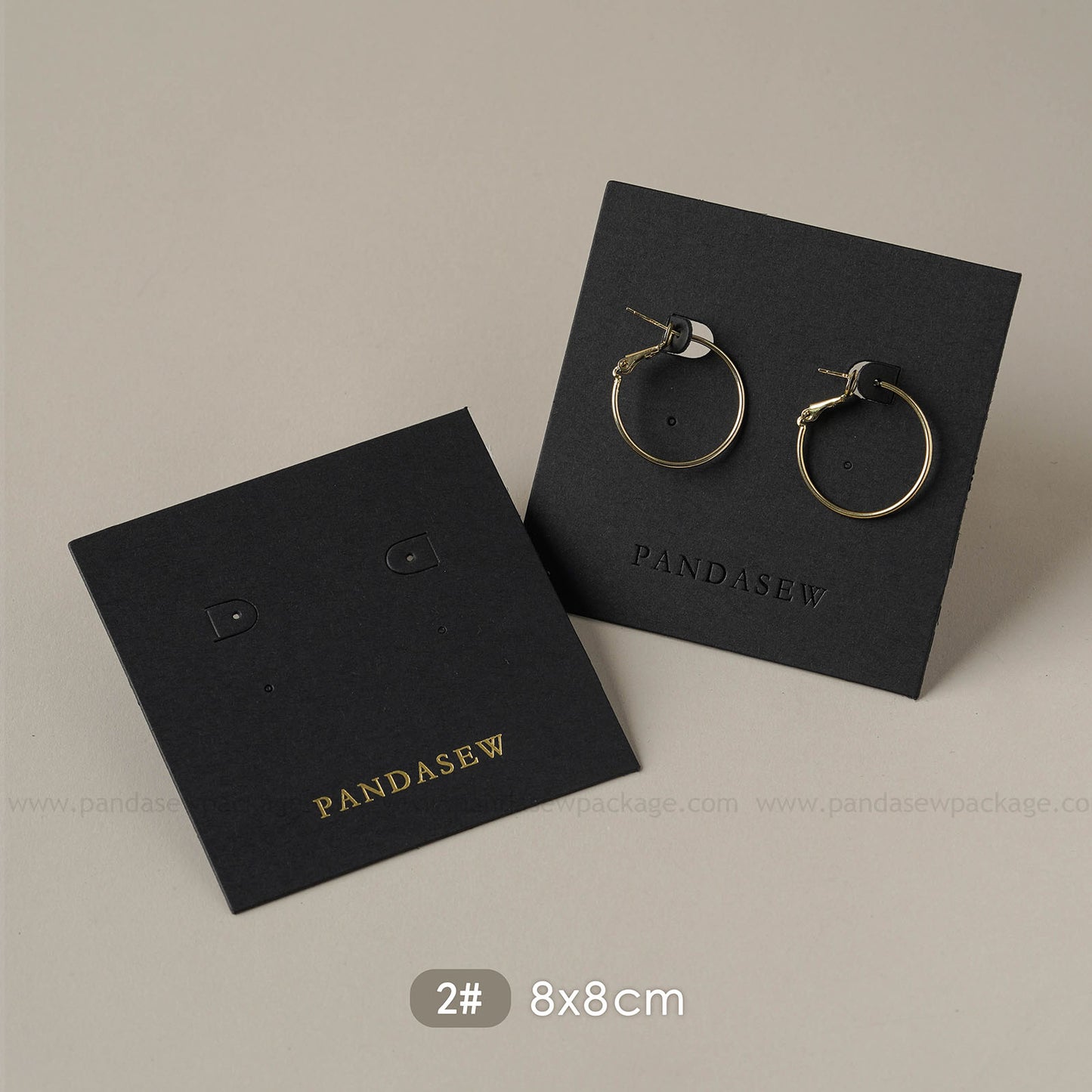 Pandasew earring cards deboss gold logo