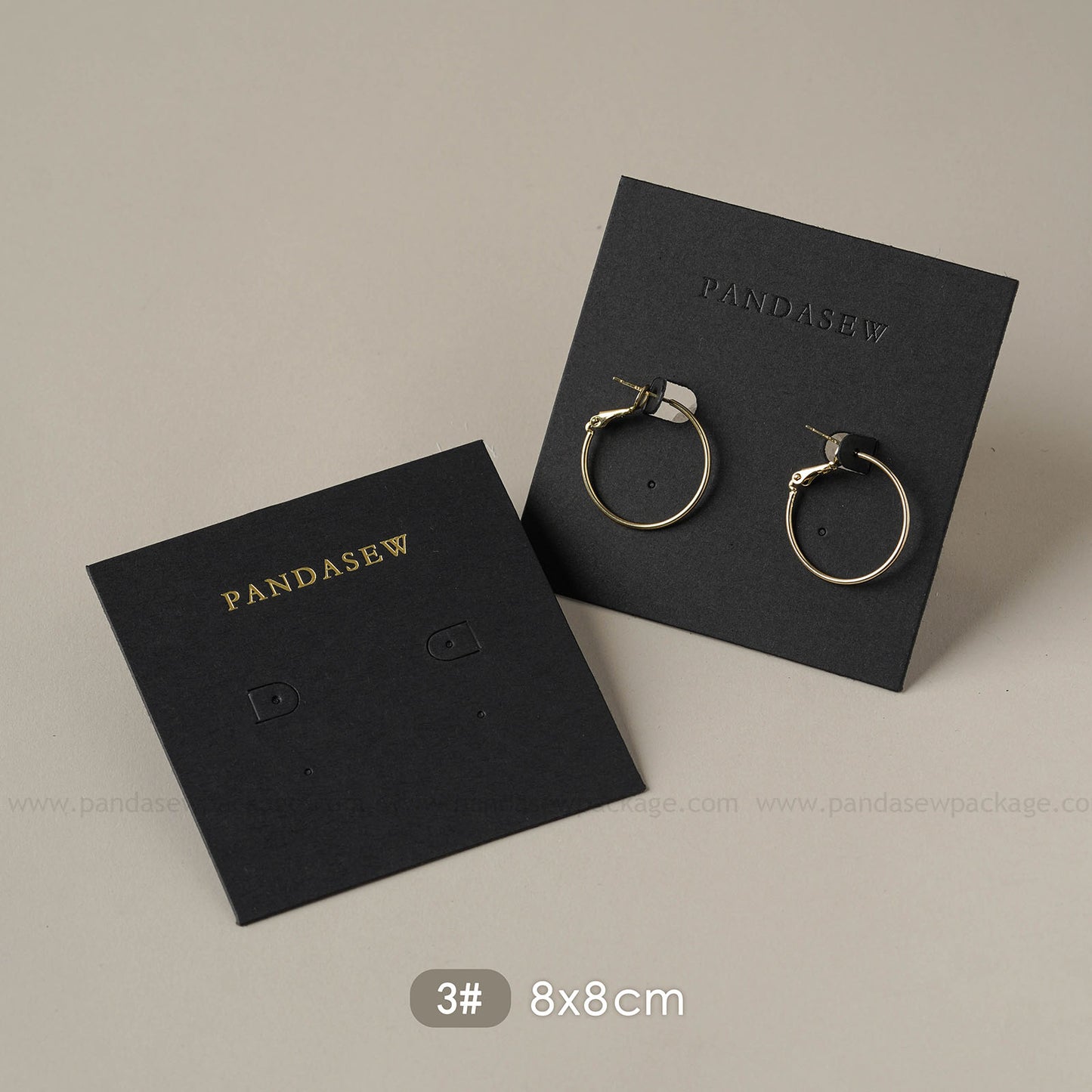 Pandasew earring cards deboss gold logo