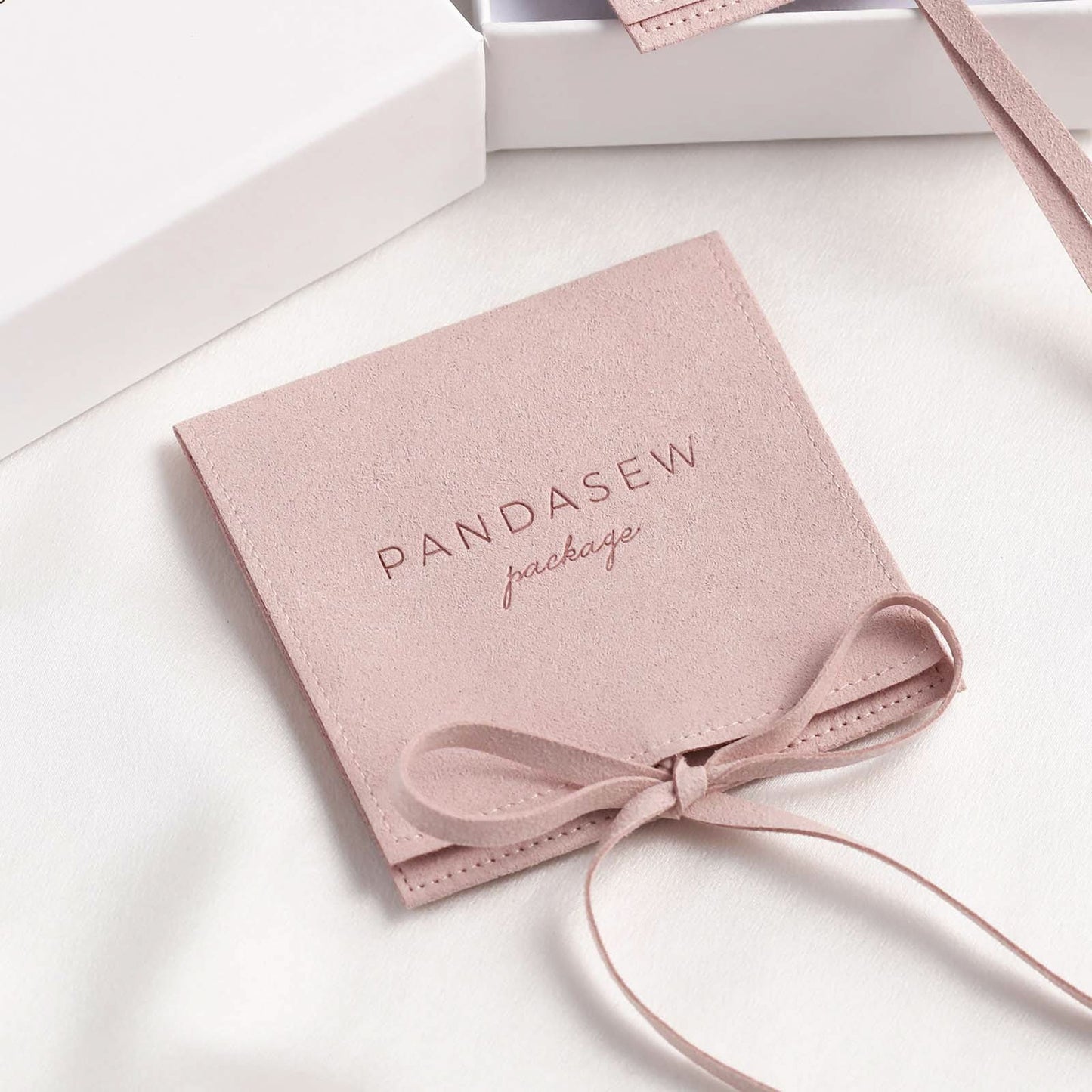 Pink microfiber jewelry pouch envelope style with string