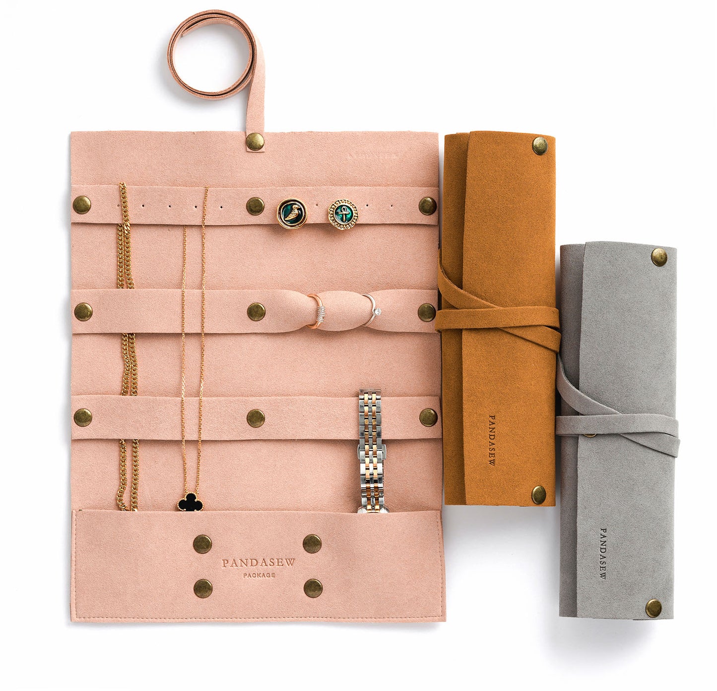 38*18cm Microfiber jewelry travel pouch travel case jewelry roll custom logo 1.4mm thick material