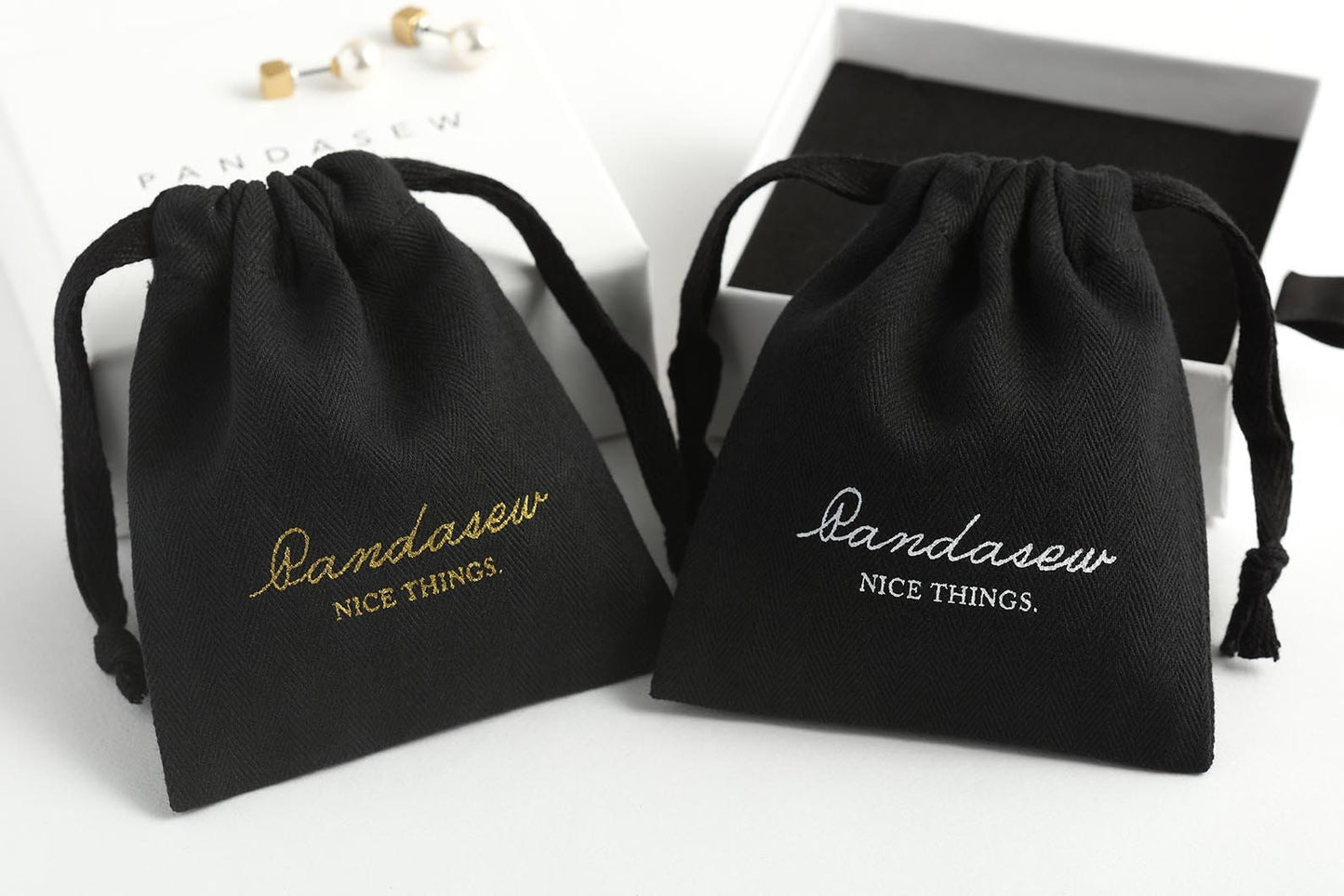 Silkscreen logo on black bag