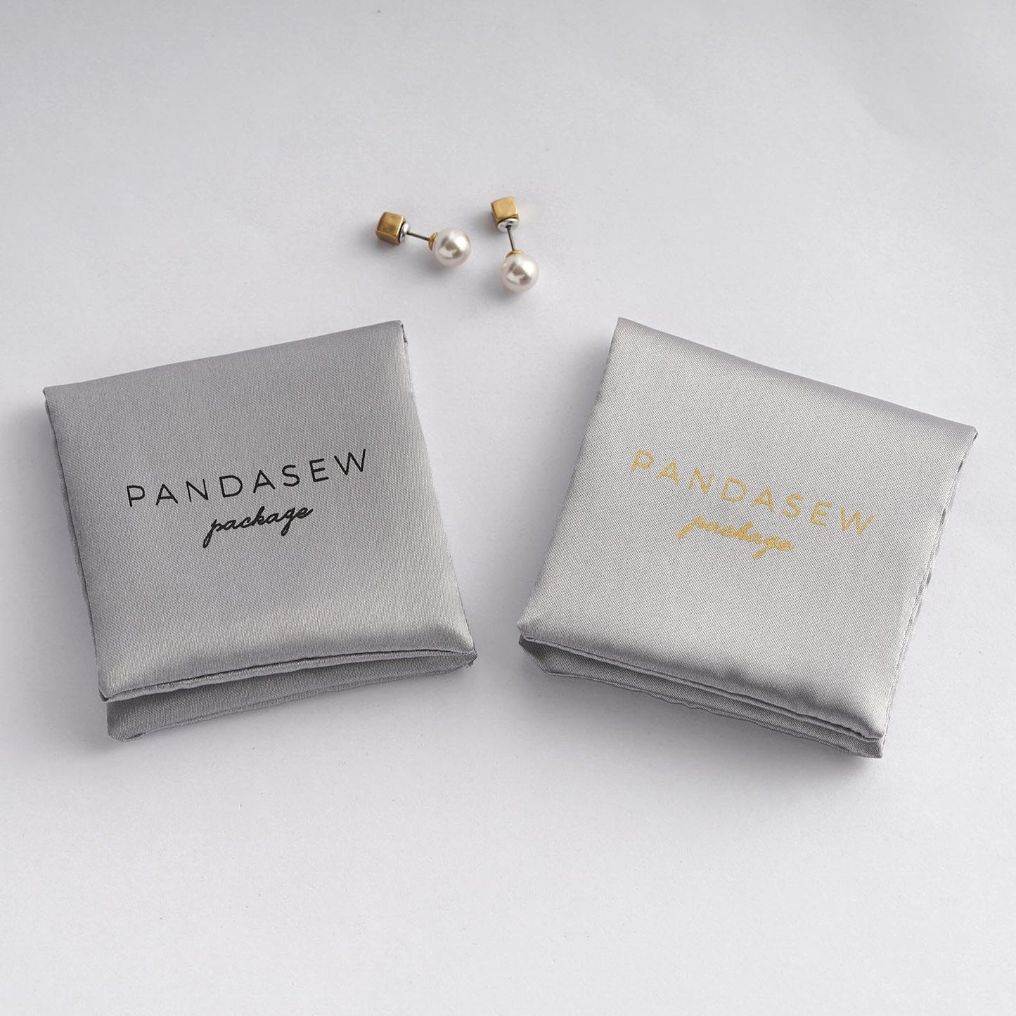 Gray layers satin pouch