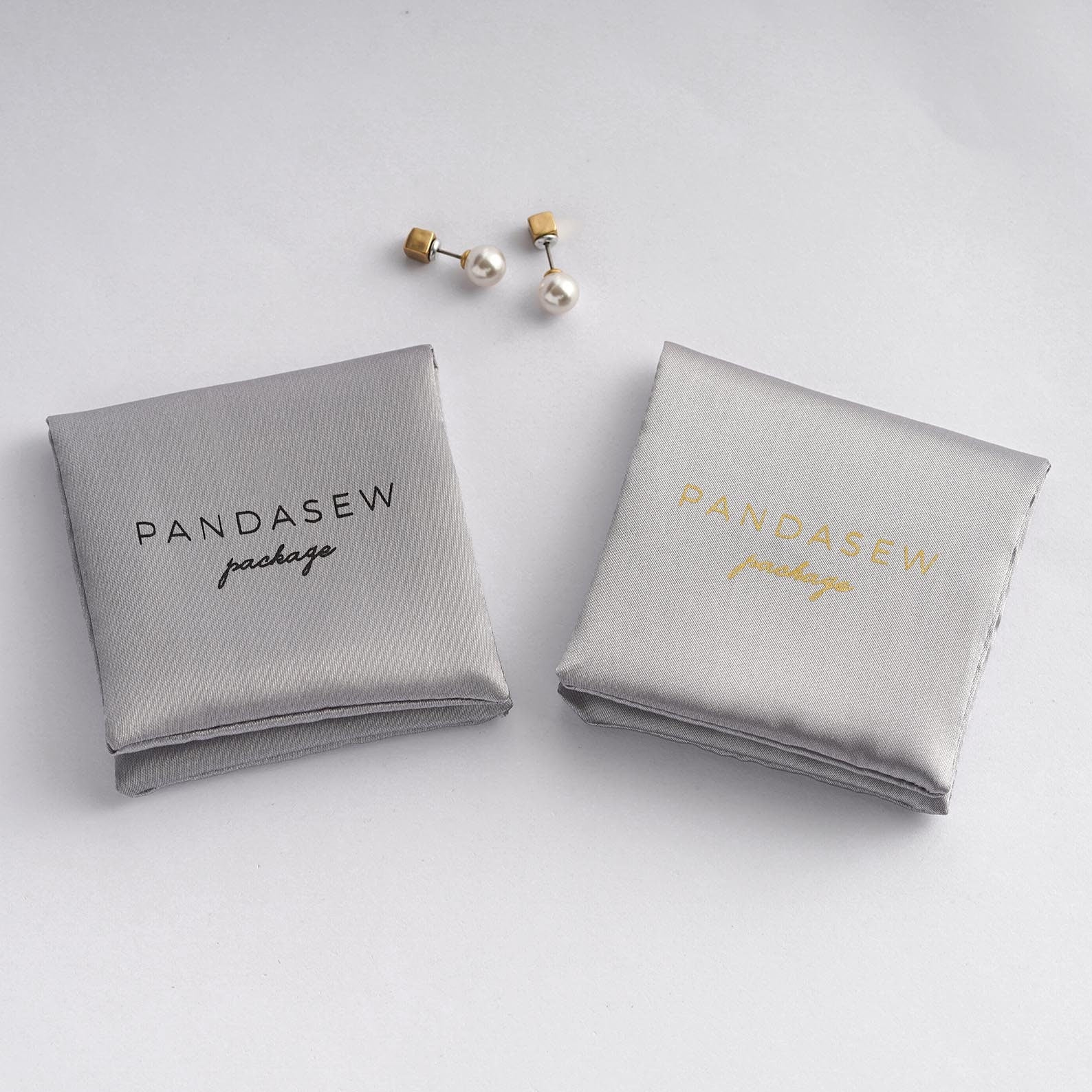 Gray layers satin pouch