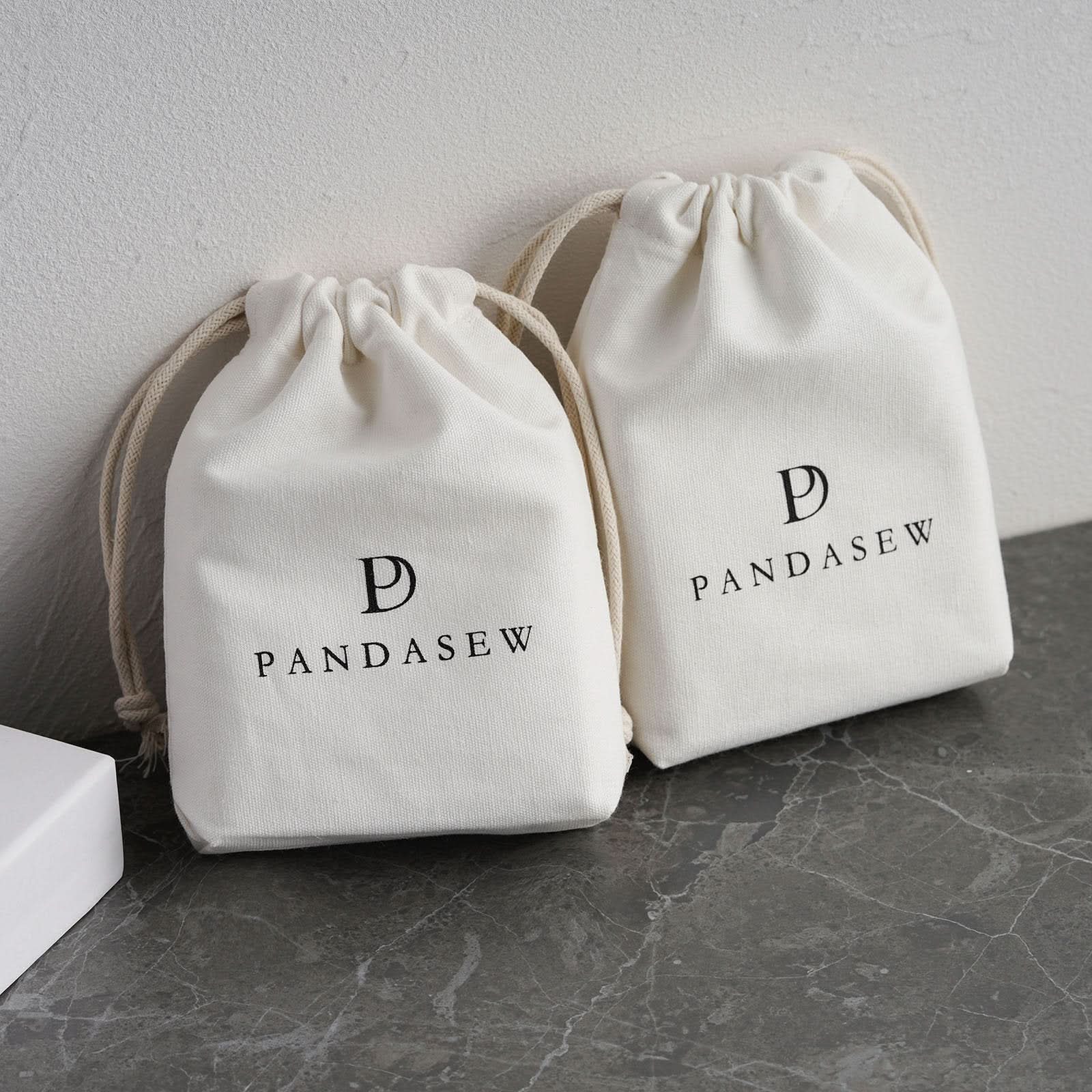 white cotton canvas dusty bag with drawstring