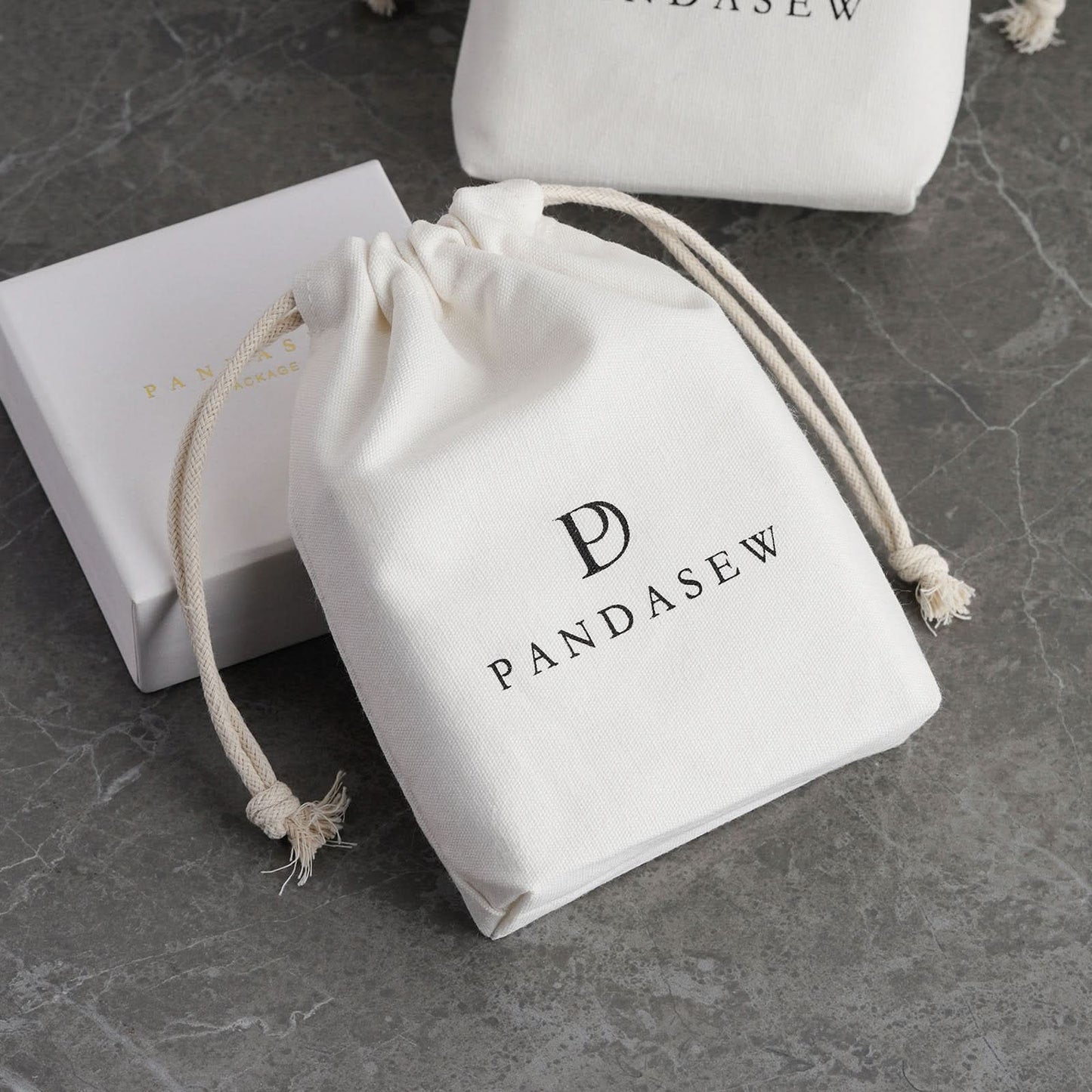 9.5x16x3.5cm custom drawstring cotton canvas Jewelry Bag with logo