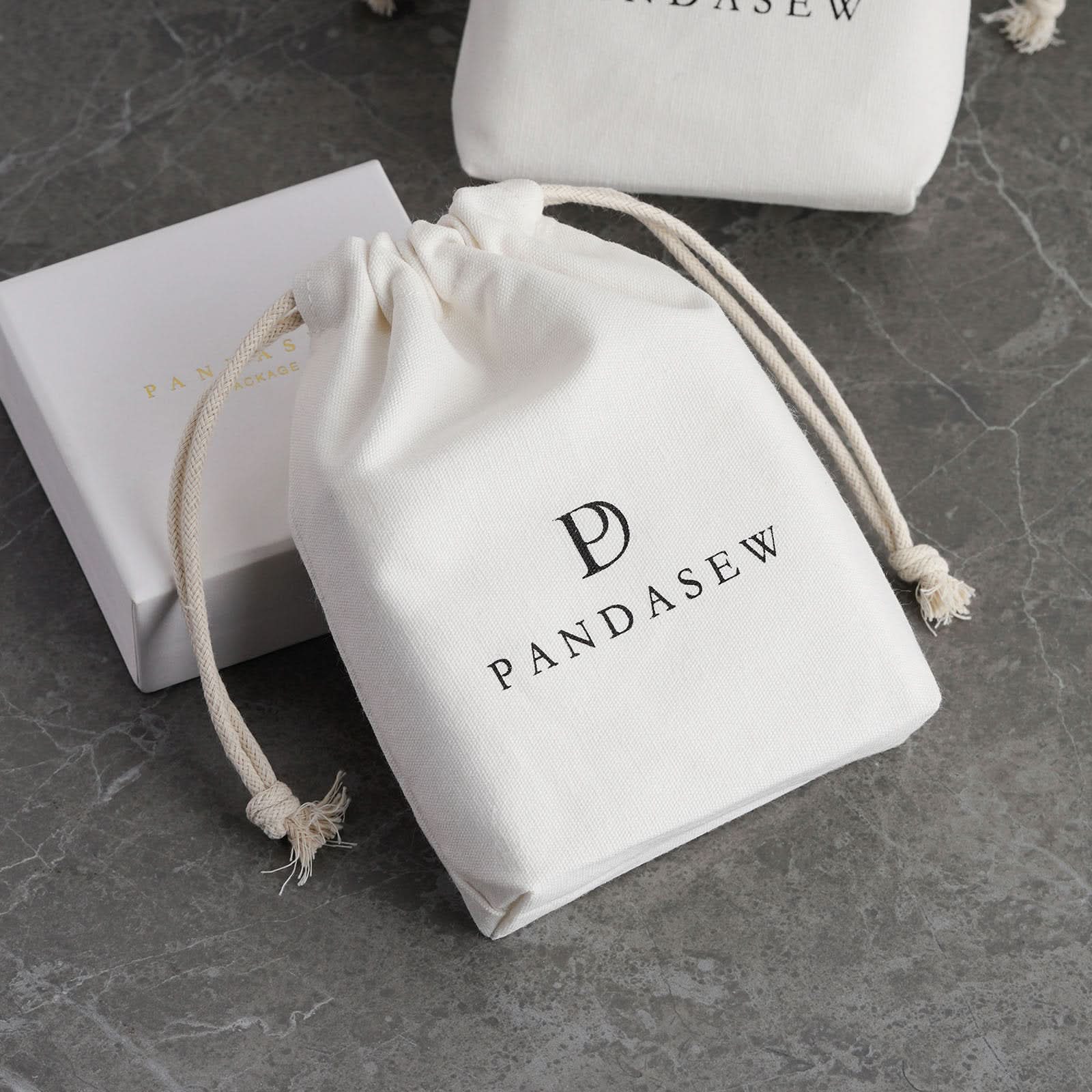 9.5x16x3.5cm custom drawstring cotton canvas Jewelry Bag with logo