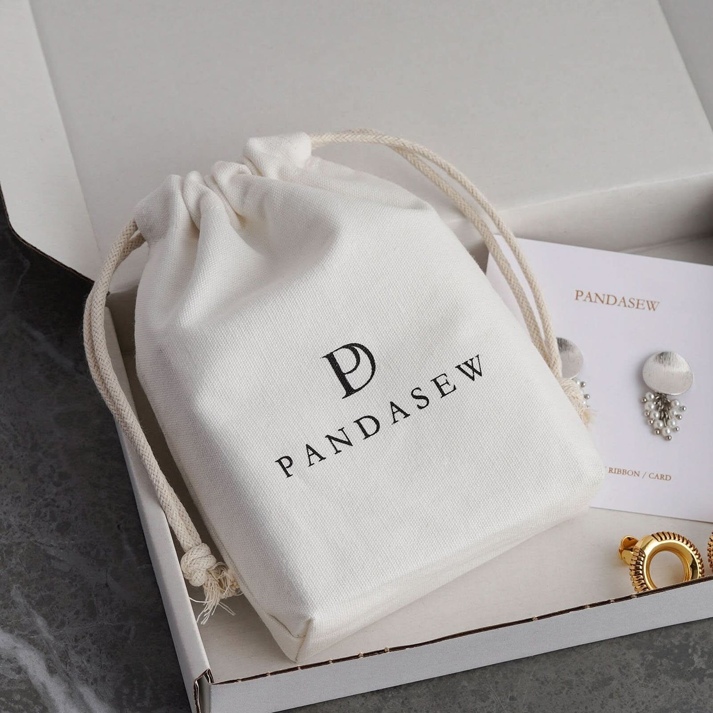 flat bottom canvas drawstring bags, pandasew packaging bag