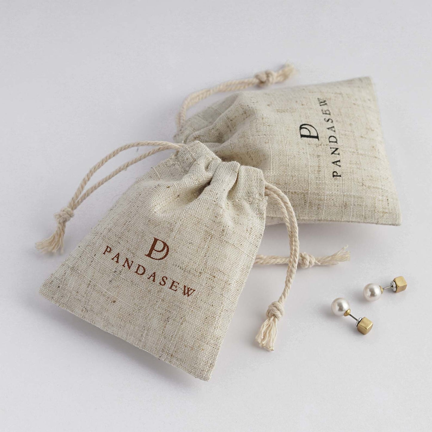 Pandasew Custom Logo 50pcs Linen Jewelry Drawstring Bags Soap/Candle Bags