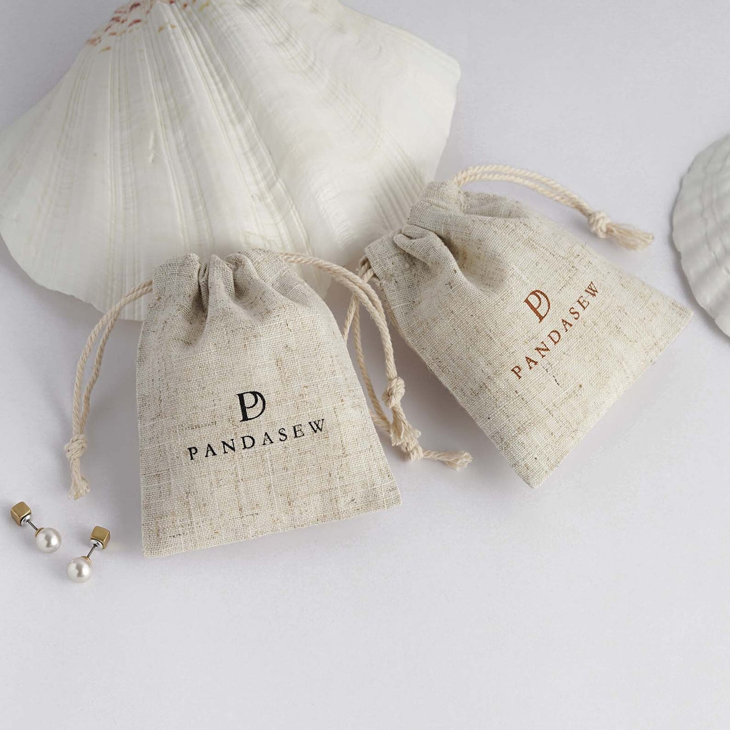 Pandasew Custom Logo Linen Drawstring Bags wholesale 50pcs to start