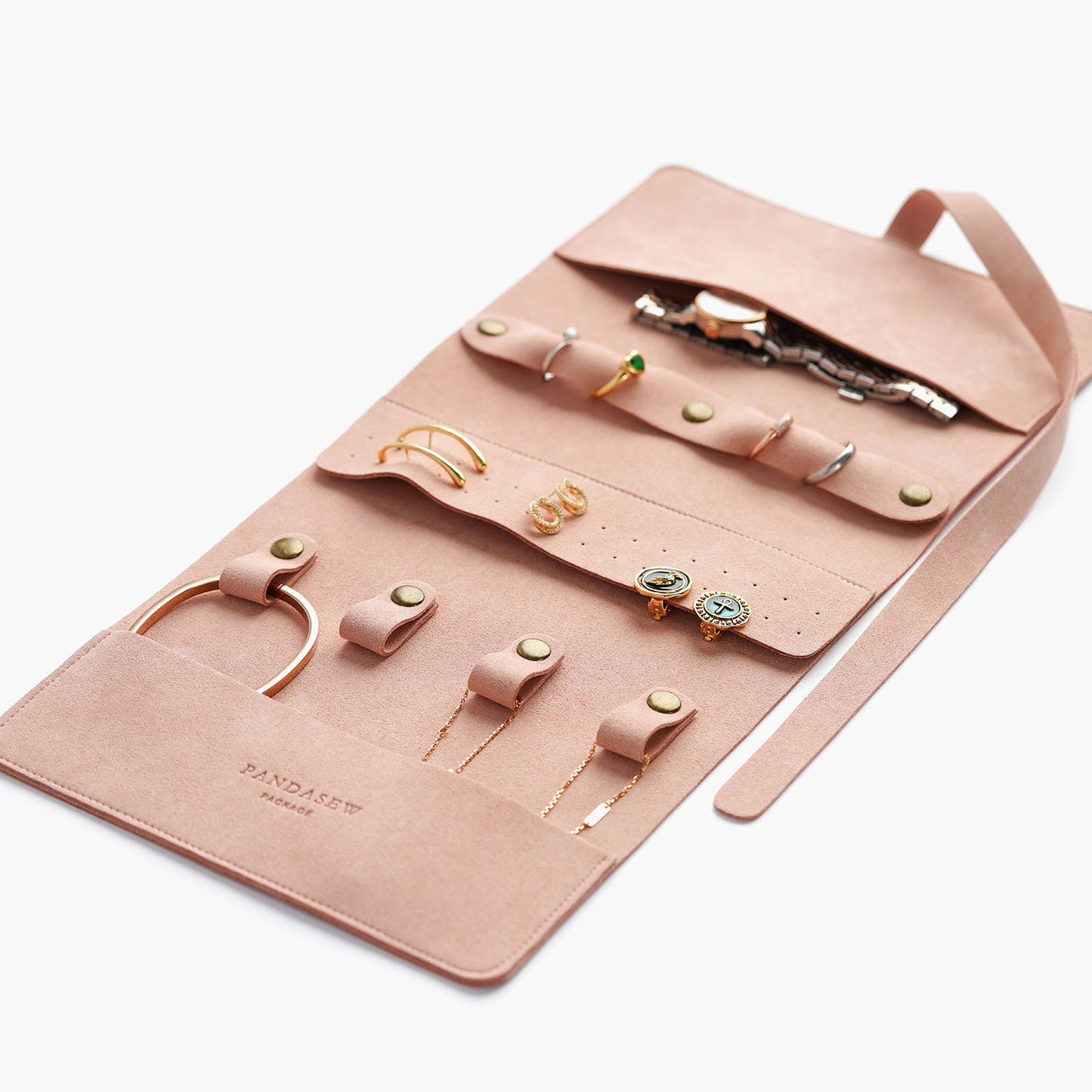 High quality jewelry bag, jewelry roll, pink jewelry case