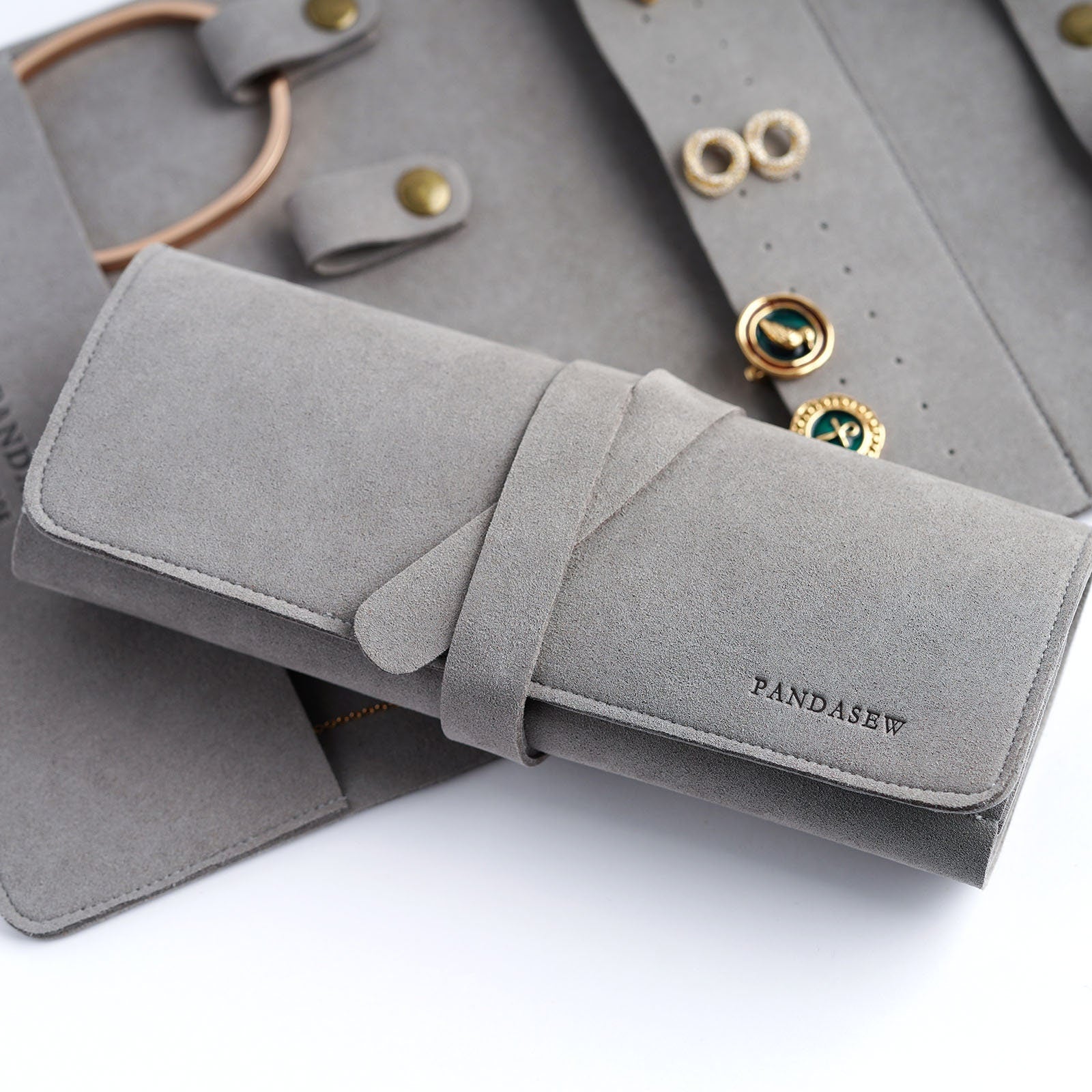 jewelry travel case in gray, travel case with special logo engrave