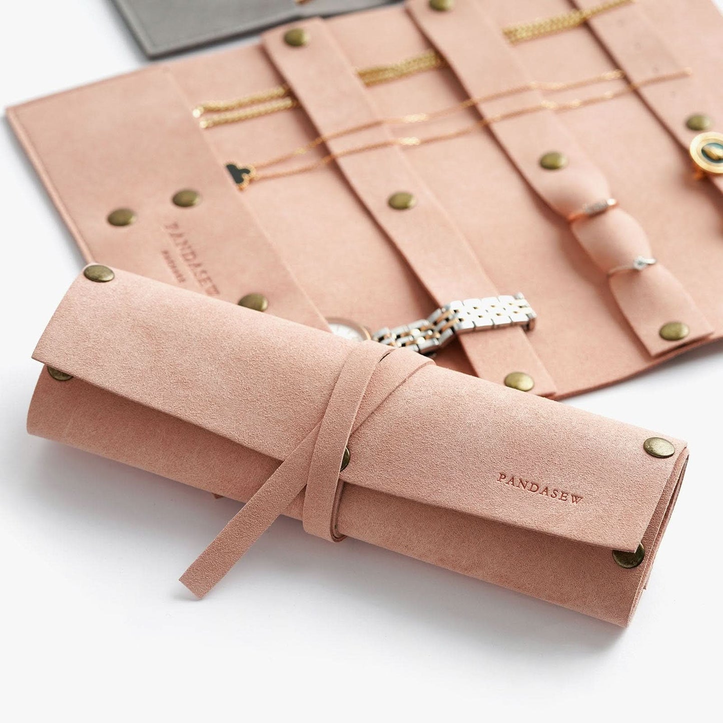 38x18cm customize microfiber travel jewelry case with logo embossed