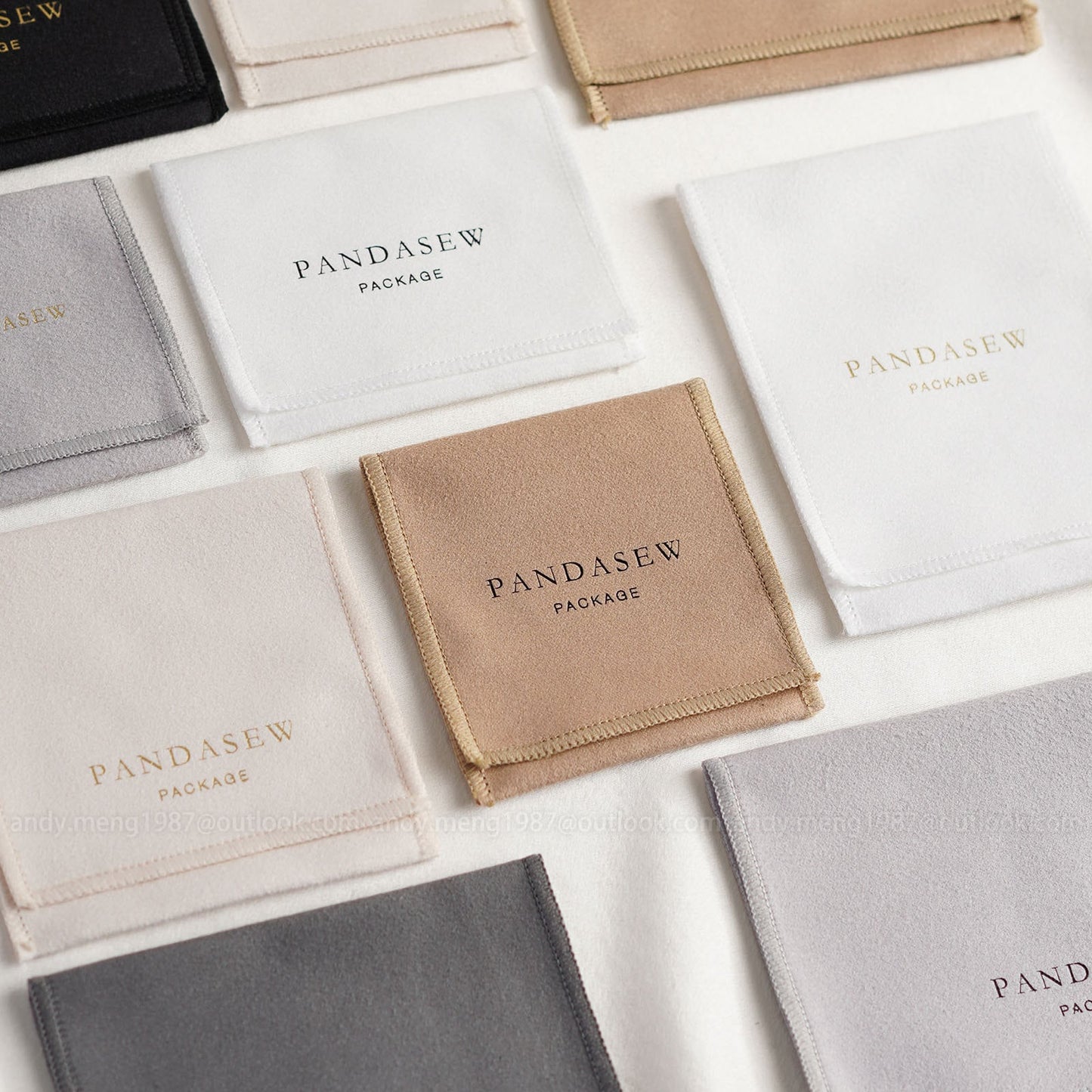 pandasew personalized velvet envelope pouch, logo print jewelry pouch with flap closure