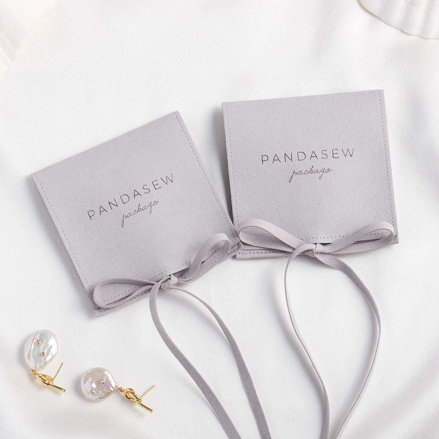 Gray microfiber pouch