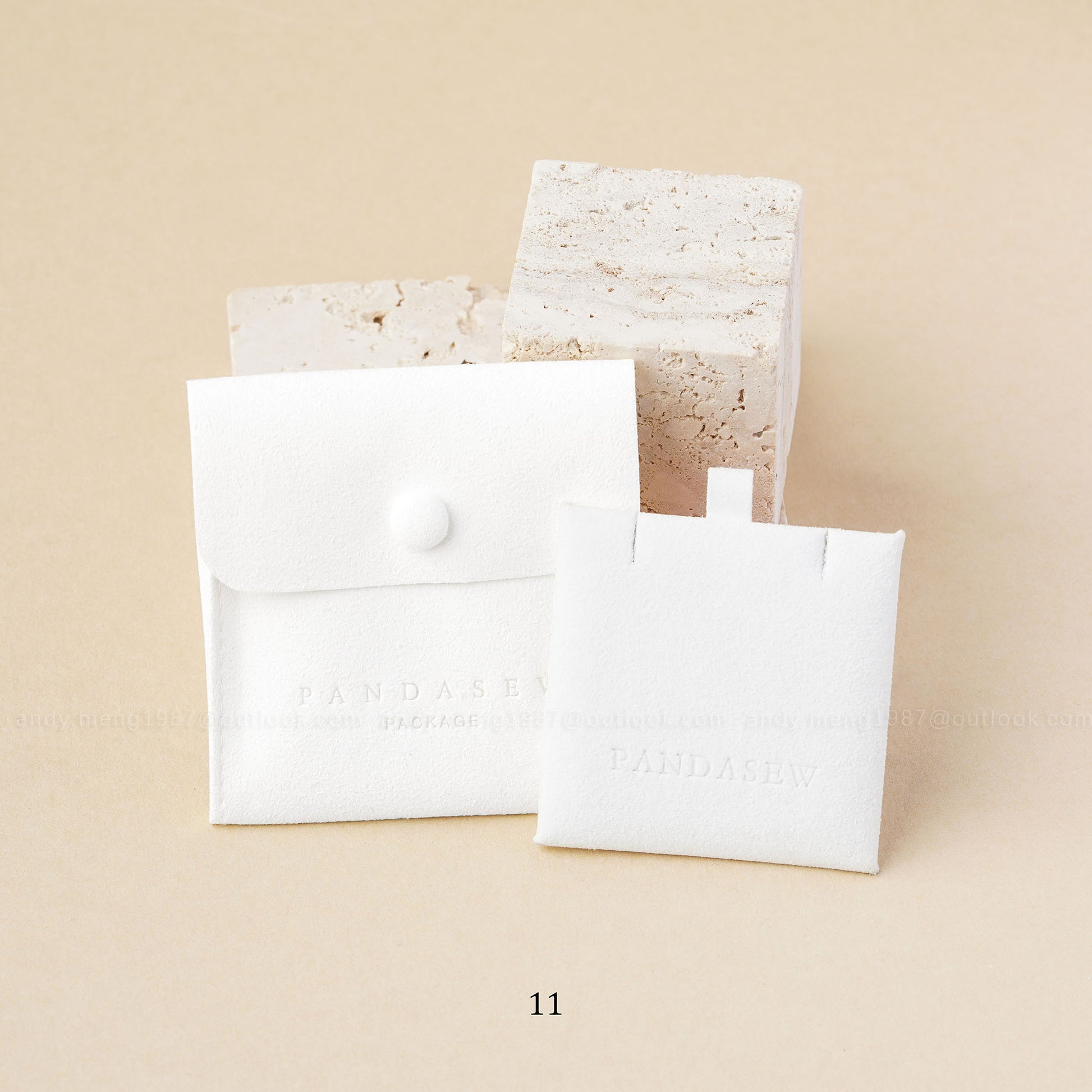 white jewelry pouch with pad set