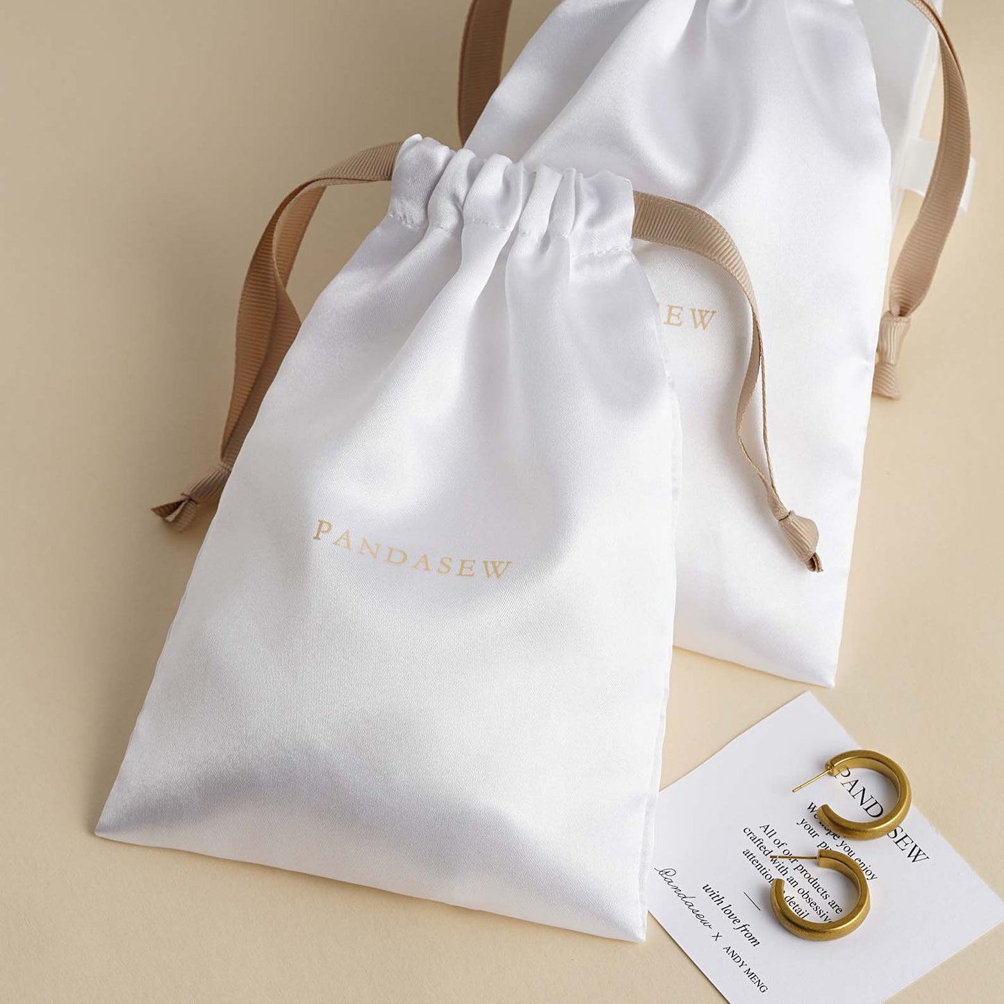 100pcs Satin Drawstring Bags Custom Logo and size Dust bag jewelry packaging personalized logo ST-111