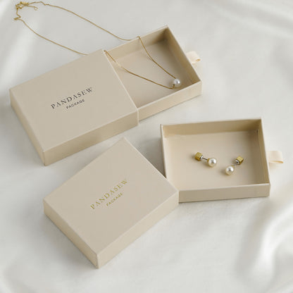 50pcs 9*7*2.5cm Paper Drawer Box Custom Jewelry Box No Sponge Personalized Logo Necklace Earrings Package Bulk Drawer Cardboard Box BX-143