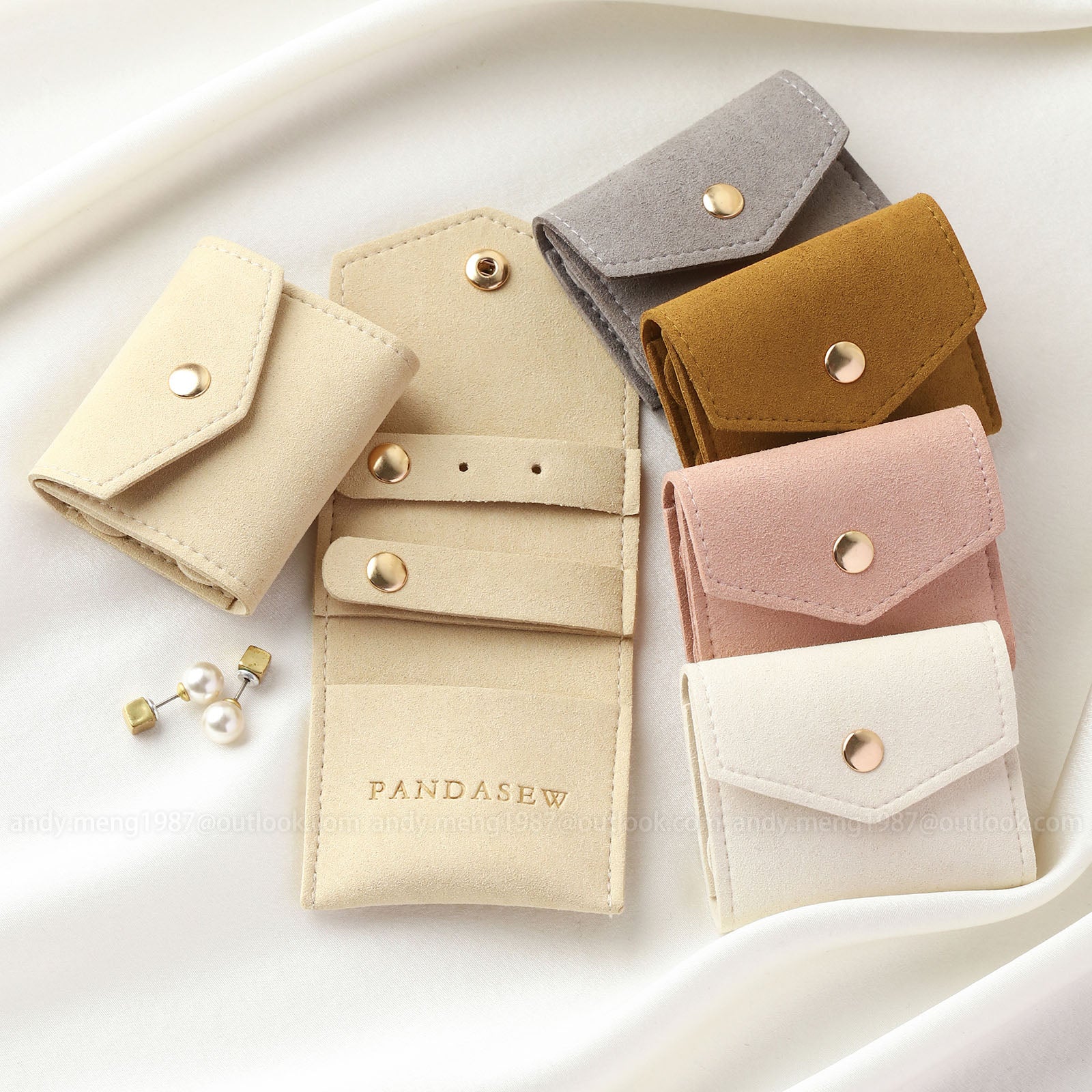  Mini Jewelry Roll Customize Logo Thick Microfiber jewelry Protection Bag