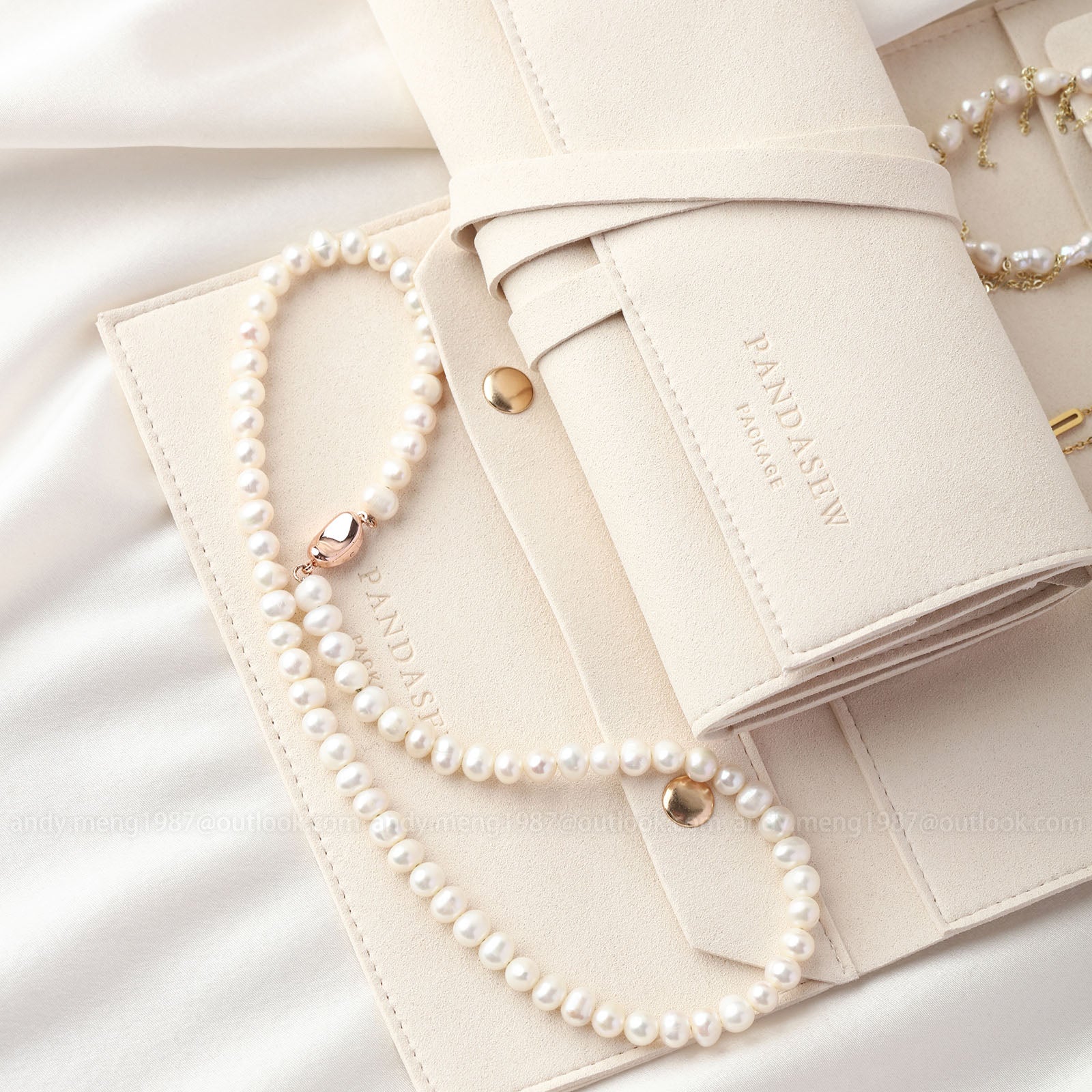 34x17cm jewelry travel pouch ivory