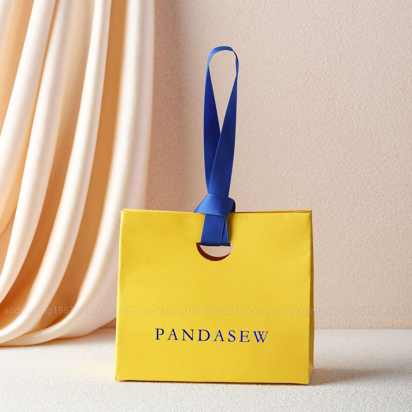 bright yellow bag, gold paper bag