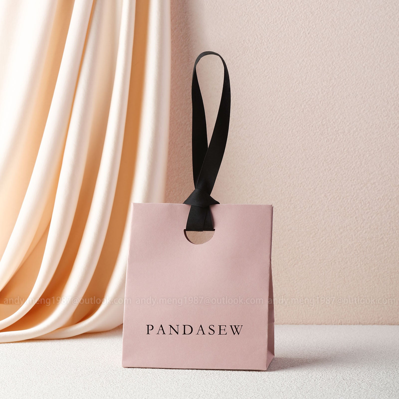  5x3x6 inches Paper bag with Logo Custom gift bag with movable Ribbon wedding bag thank you bags