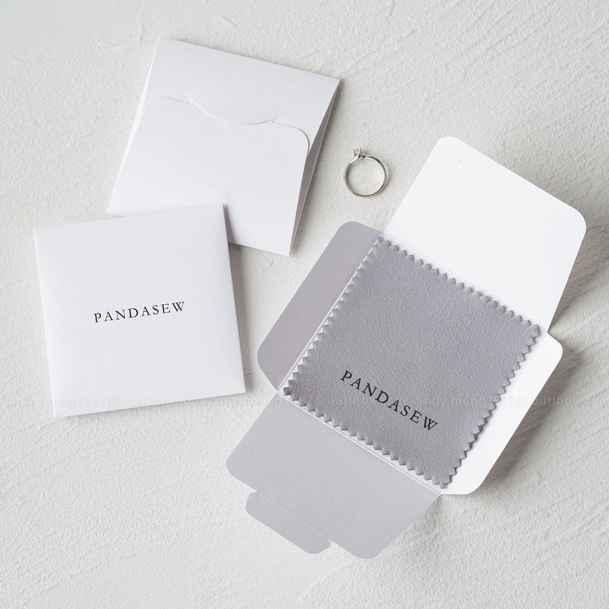 Pandasew white paper case with polishing cloth set, treated polishing cloth to clean jewelry