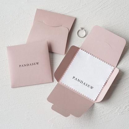 Pandasew pink paper case with polishing cloth set, treated polishing cloth to clean jewelry