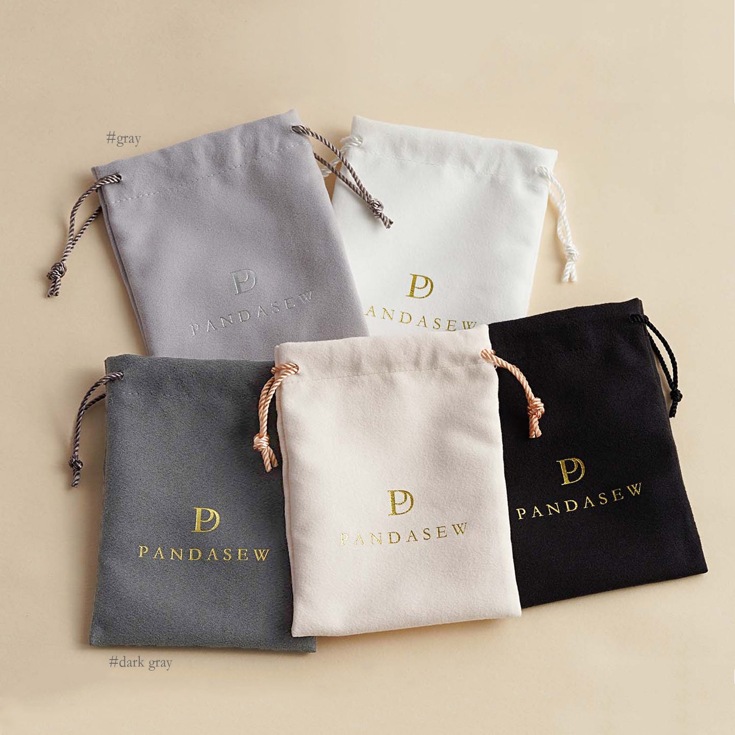 100pcs Velvet Jewelry Drawstring Bags Flower Top jewelry packaging Pandasew Custom Logo VEL-101