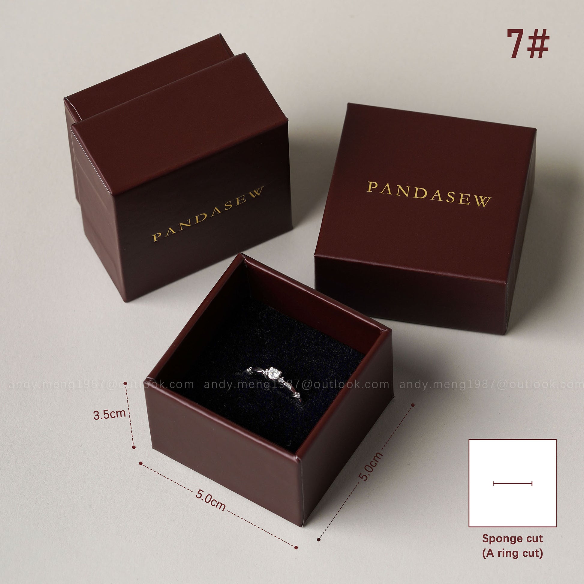 burgundy ring box high-ended jewelry box deboss logo