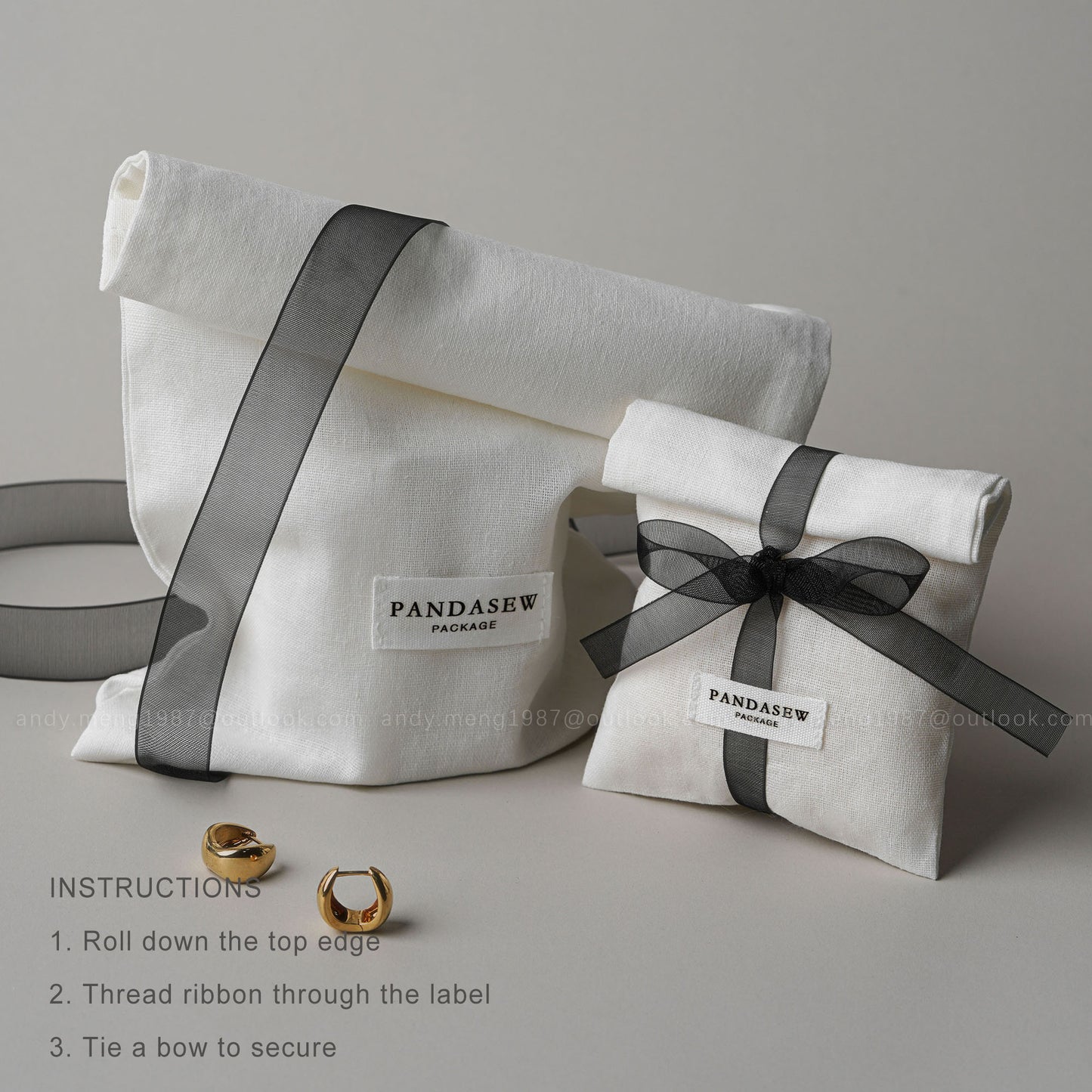 100pcs White Cotton Gifts Wrapping Pouch: Print your Logo, Make Any Size HB-120