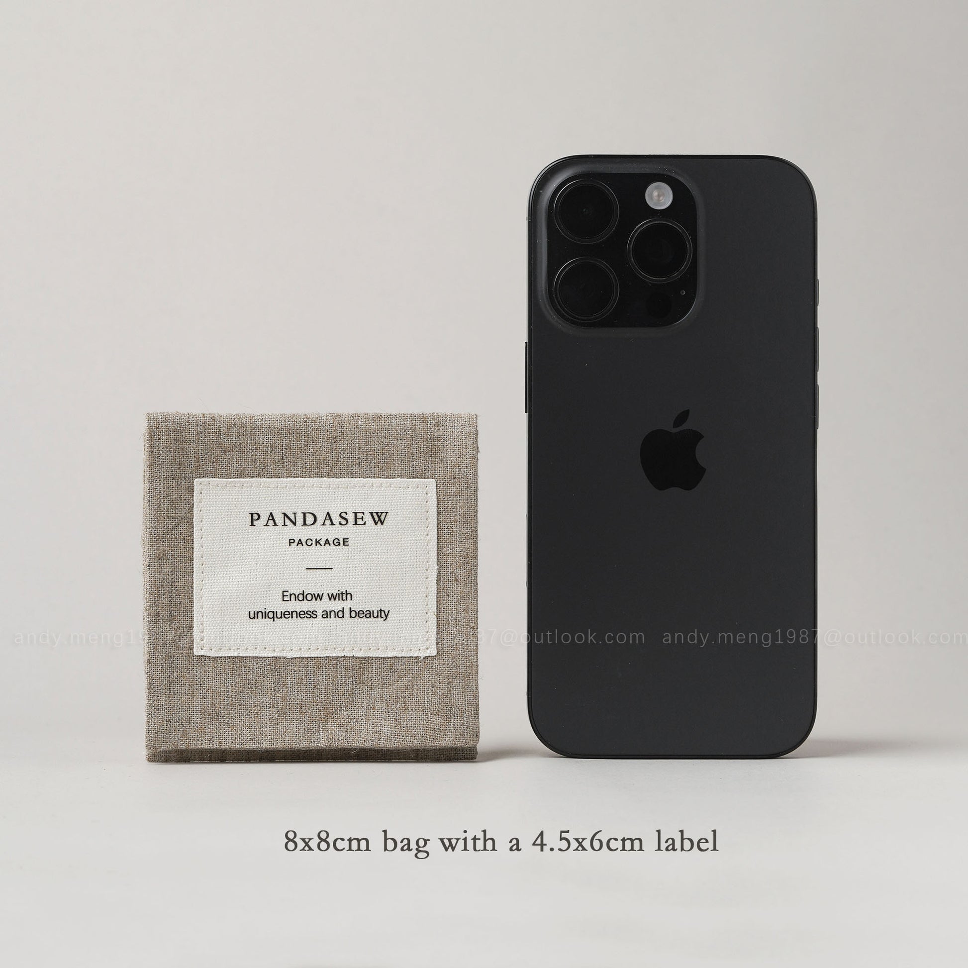 Pandasew 8x8cm package pouch with a 4.5x6cm label