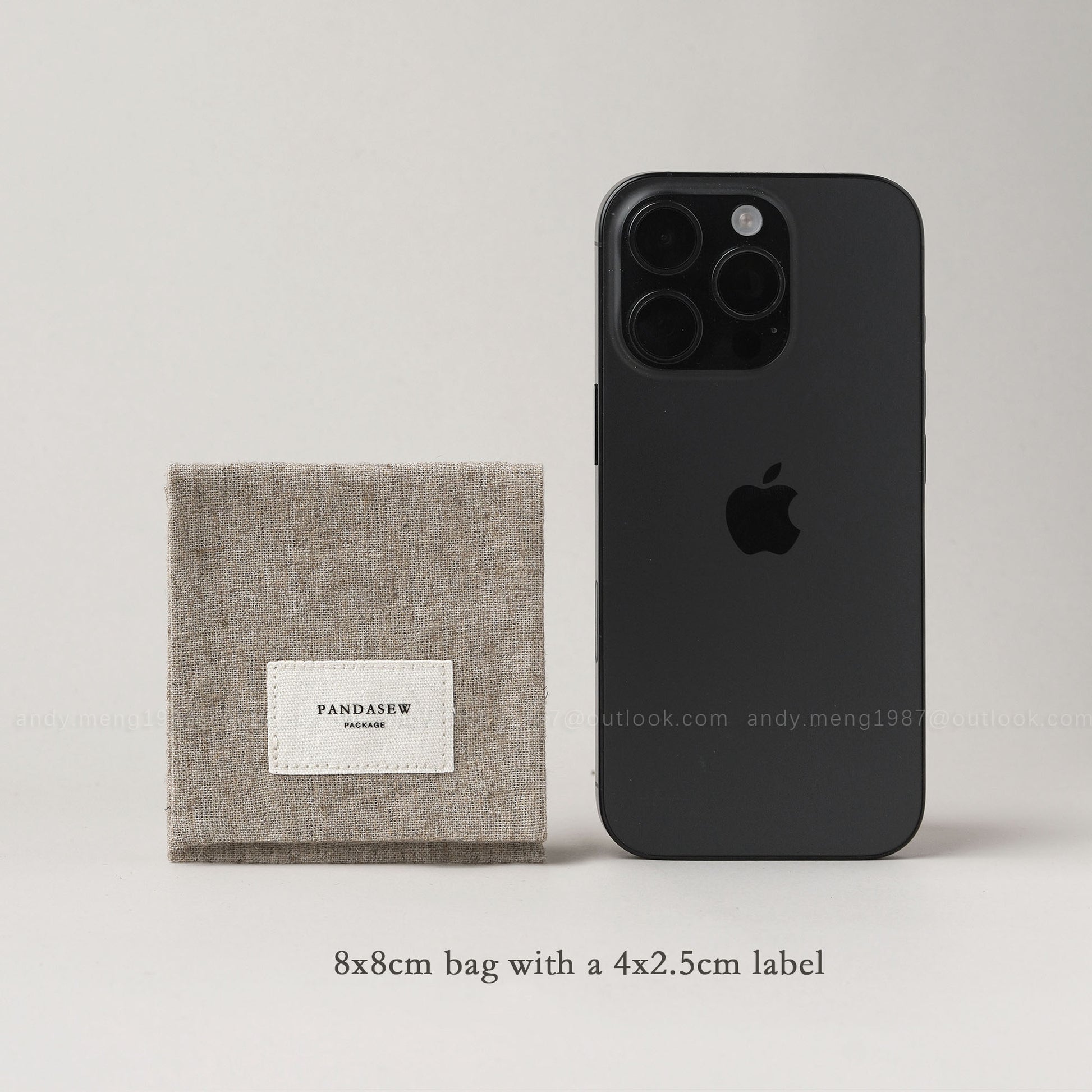 Pandasew 8x8cm package pouch with a 4x2.5cm label