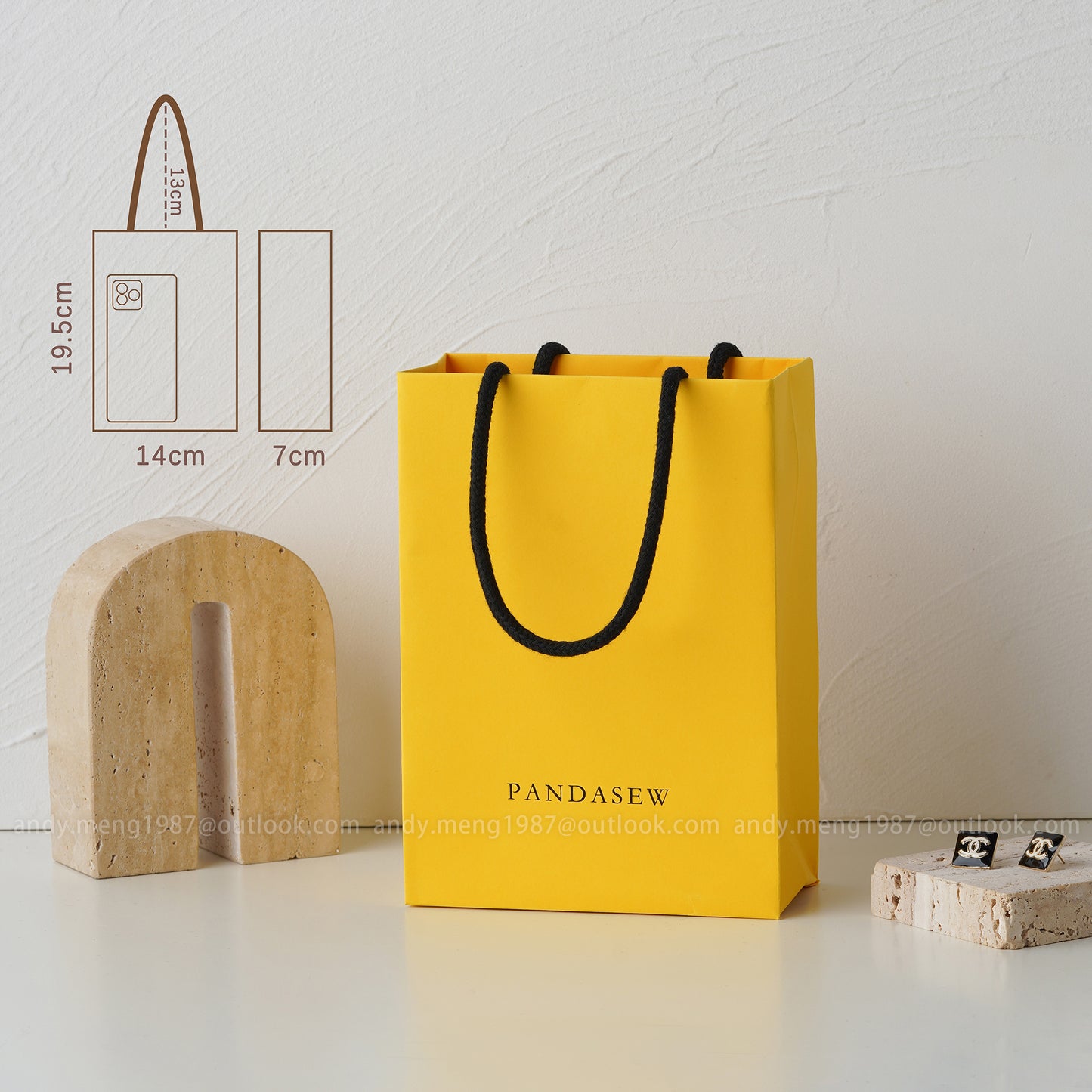 yellow paper bags with cotton tote