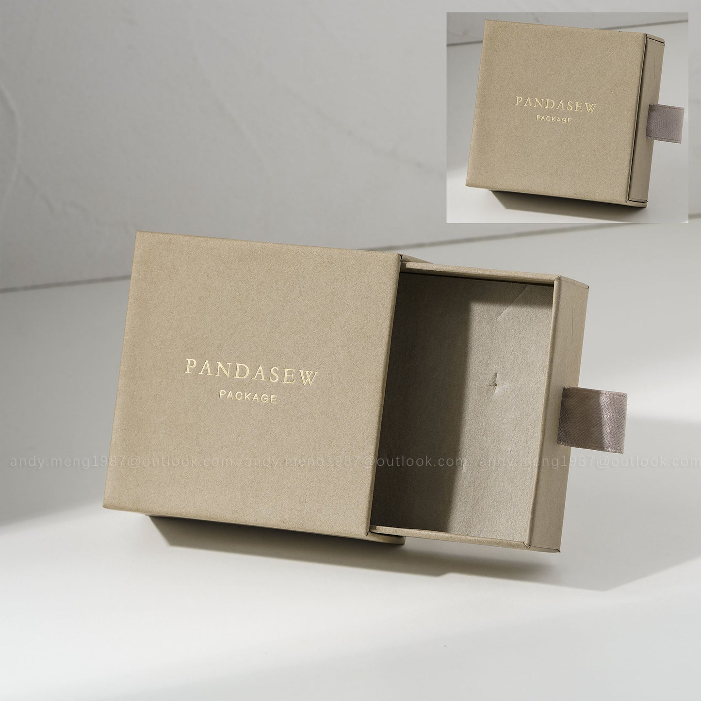 brown jewelry box with custom gold logo