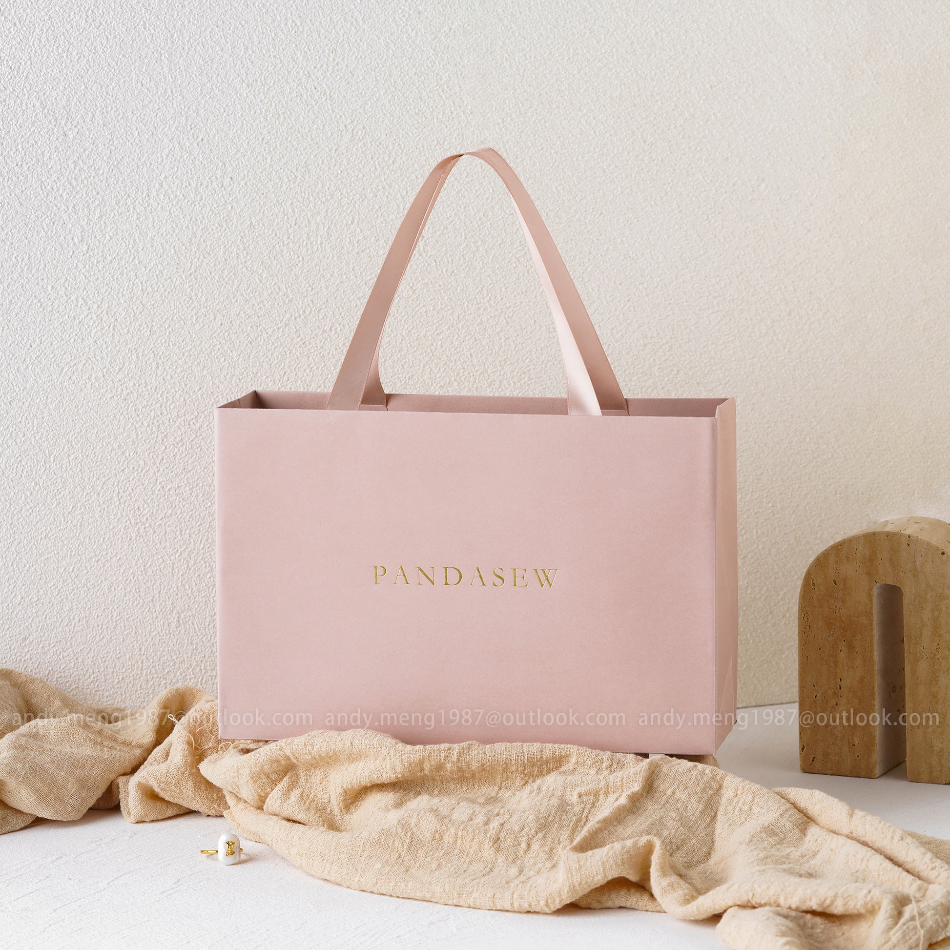 Pink paper bag horizontal style