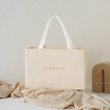 paper packaging bags with silk ribbon tote 24x16cm