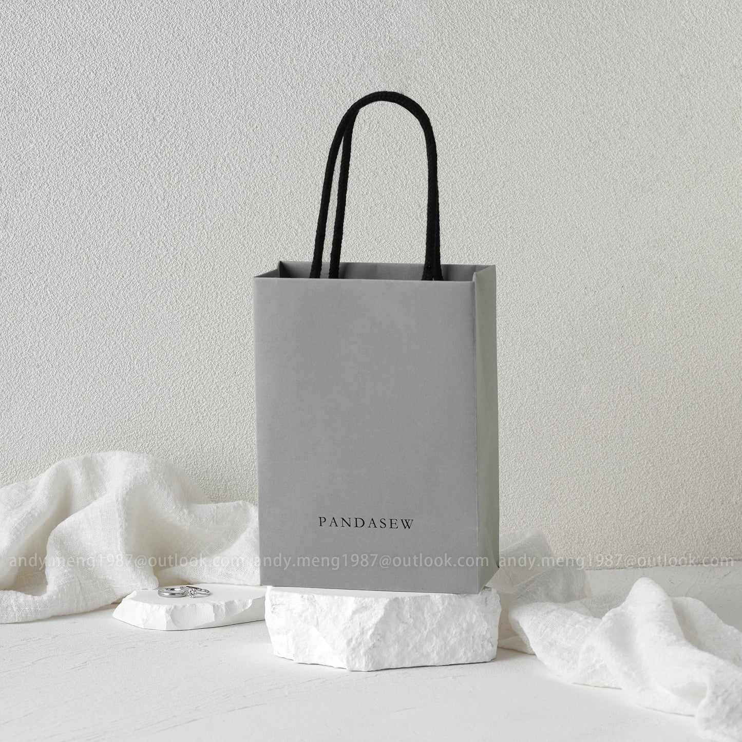 gray paper bag custom logo vertical shape