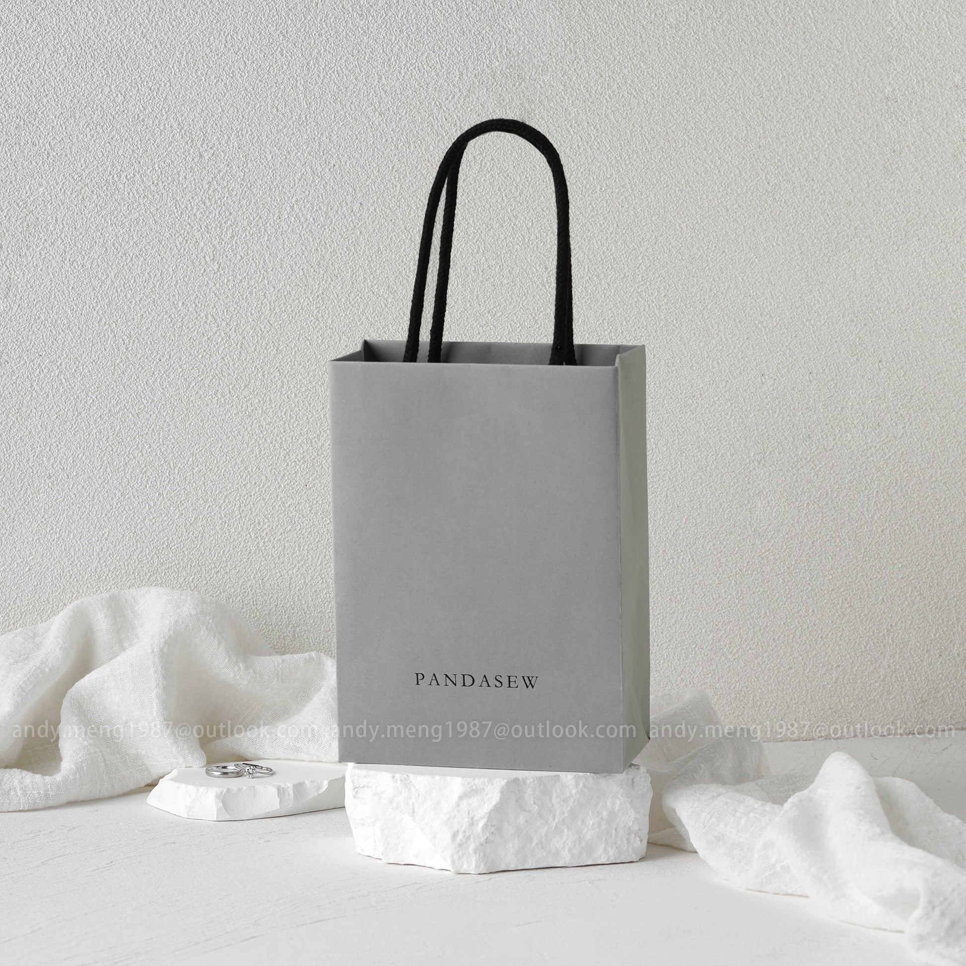 gray paper bag custom logo vertical shape