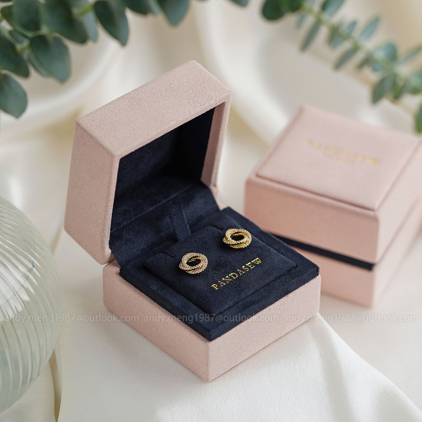 Necklace and earring package with logo
