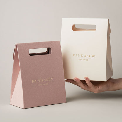 50pcs Customize Paper bag gift package bag with personalized logo wedding bag  Flat Packing STB-002