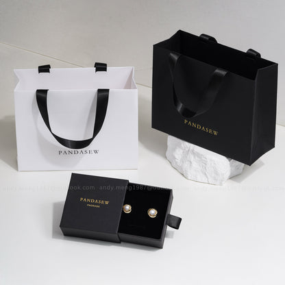 black and white jewelry box with paper bag package set