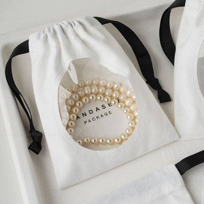personalized white cotton bag transparent window