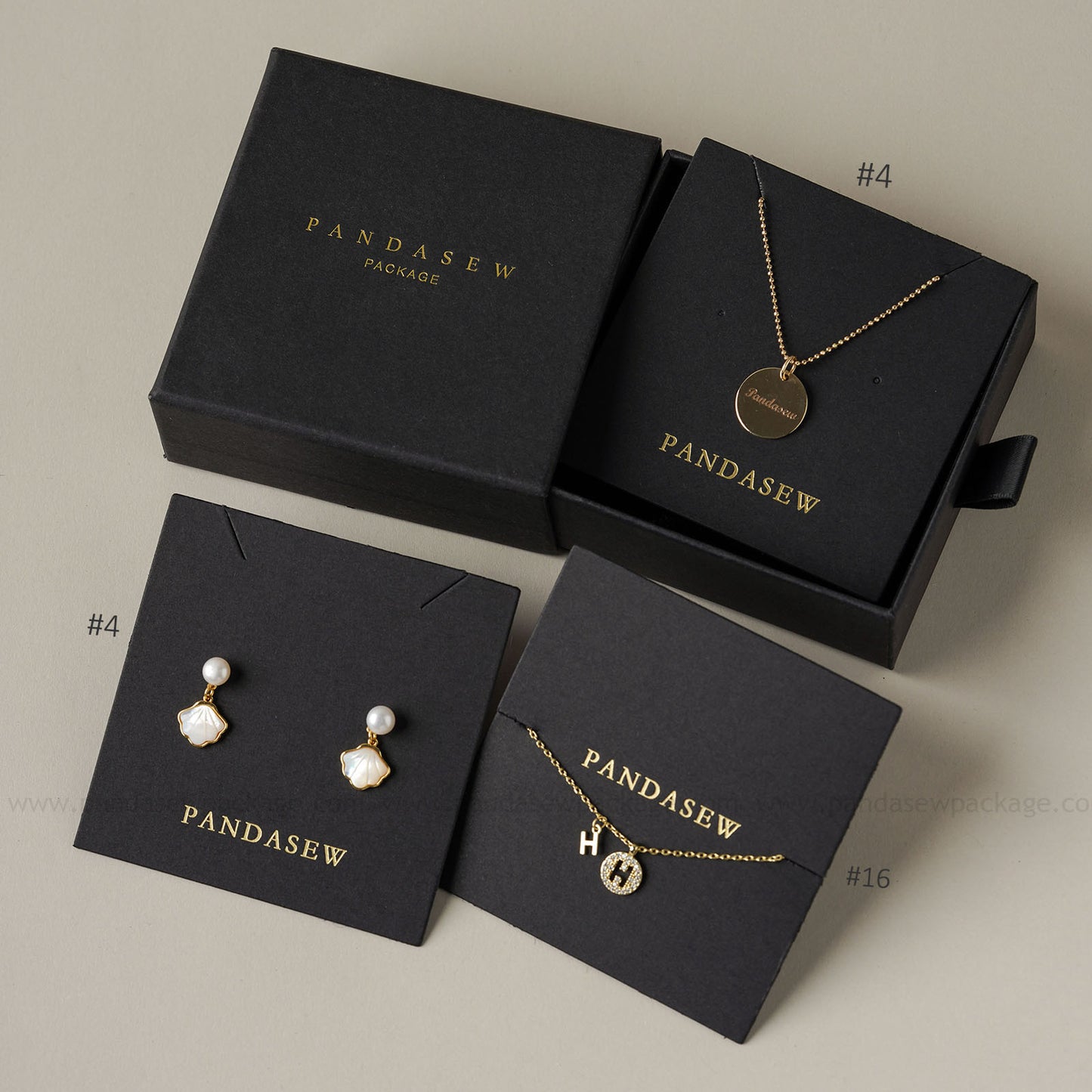 Pandasew black jewellery box withnecklace card
