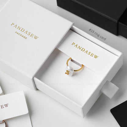 Pandasew white jewellery box with ring card