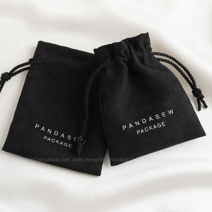 100pcs Suede Drawstring Bag Pandasew Custom Logo Dusty Bags Shoes Package Custom Jewellery Packging Bags  Wholesale SUE-170