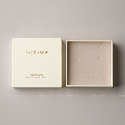 Pandasew cream necklace and earring box with bag set print logo