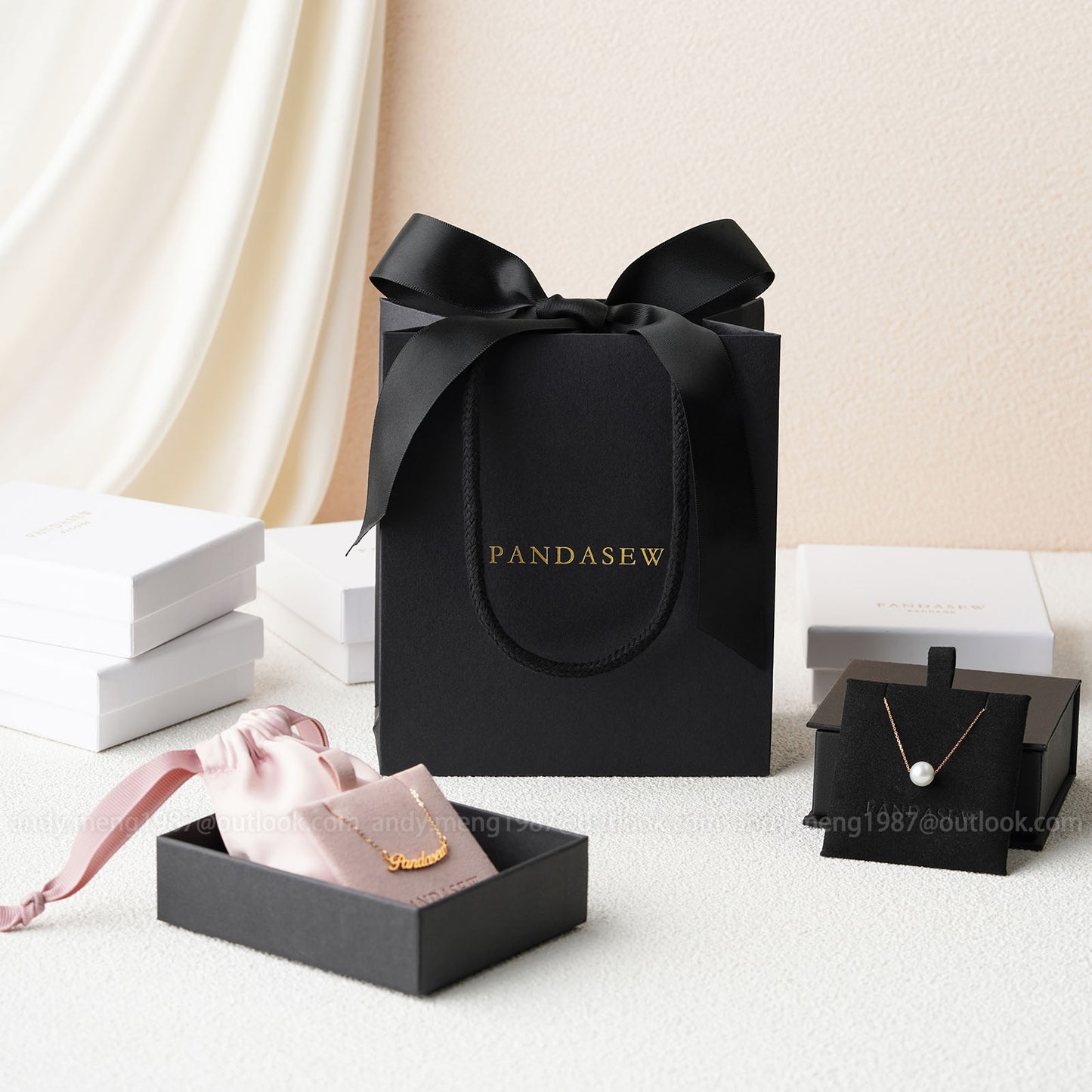 50pcs A1S 5x3x6 inches Paper bag custom jewelry package bag with Logo personalized logo Paper gift Bag Black STB-176